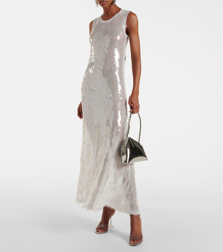【Norma Kamali】ラメ maxiドレス Norma Kamali Sequined Maxi Dress in White | Lyst