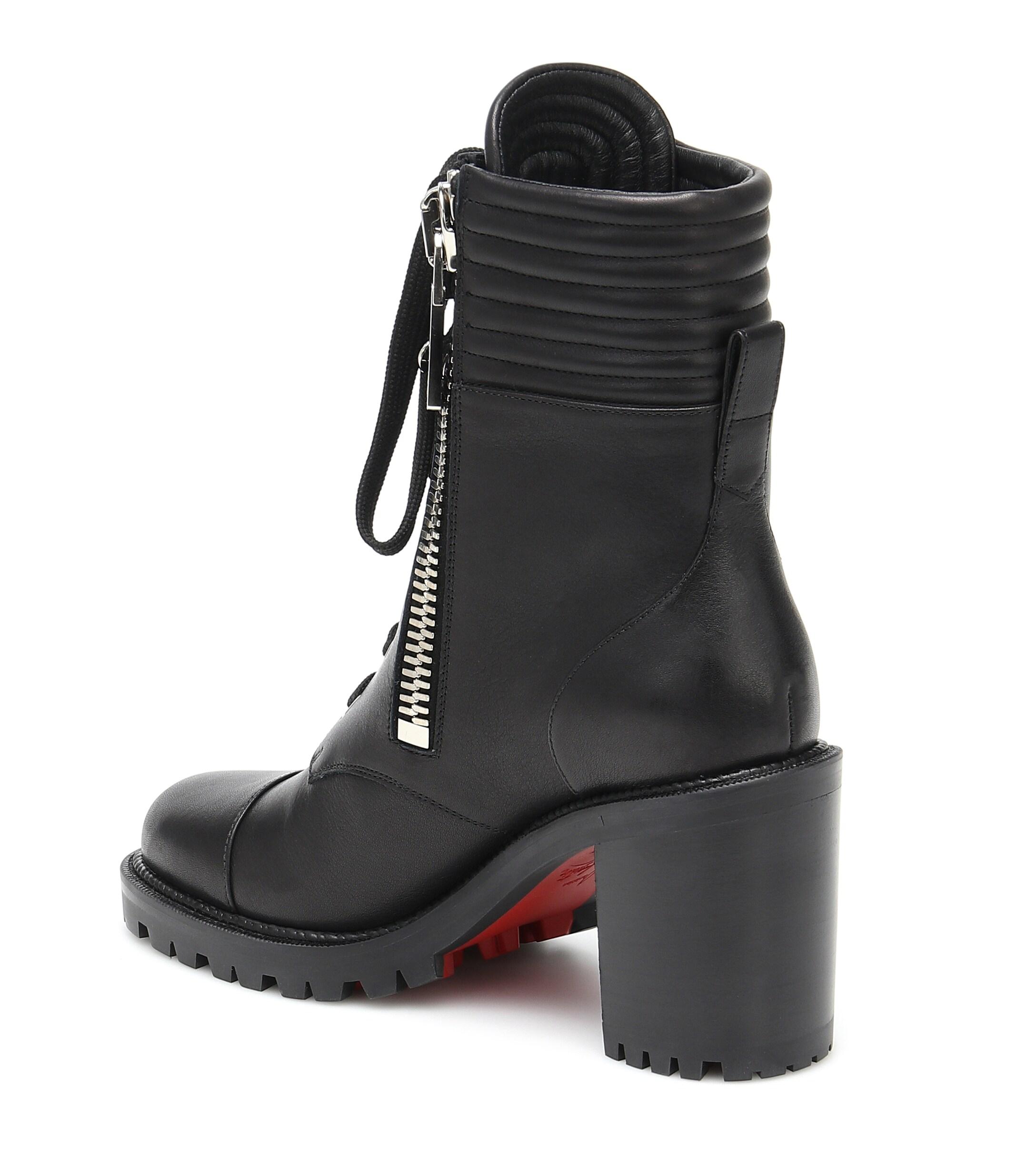 Christian Louboutin En Hiver 70 Leather Ankle Boots in Black | Lyst