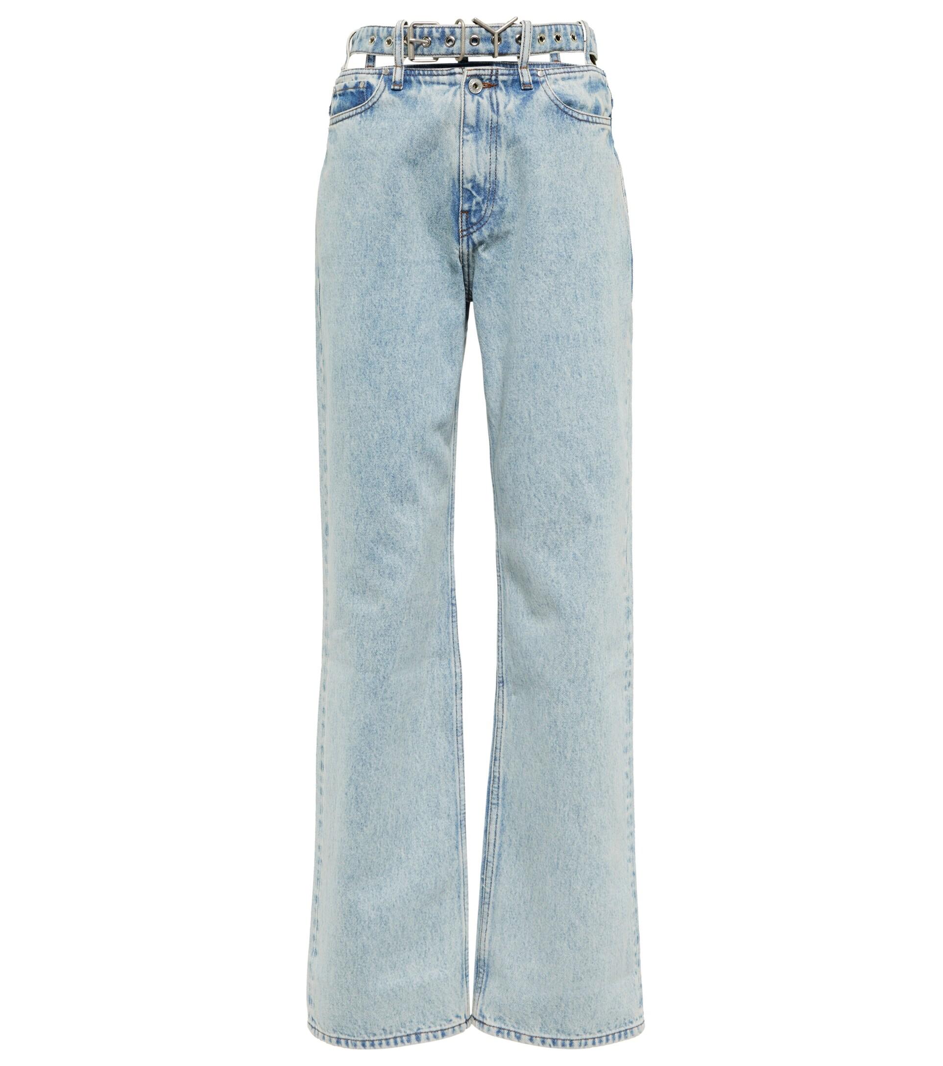 Y. Project Denim Y Belt Wide-leg Jeans in Ice Blue (Blue) | Lyst