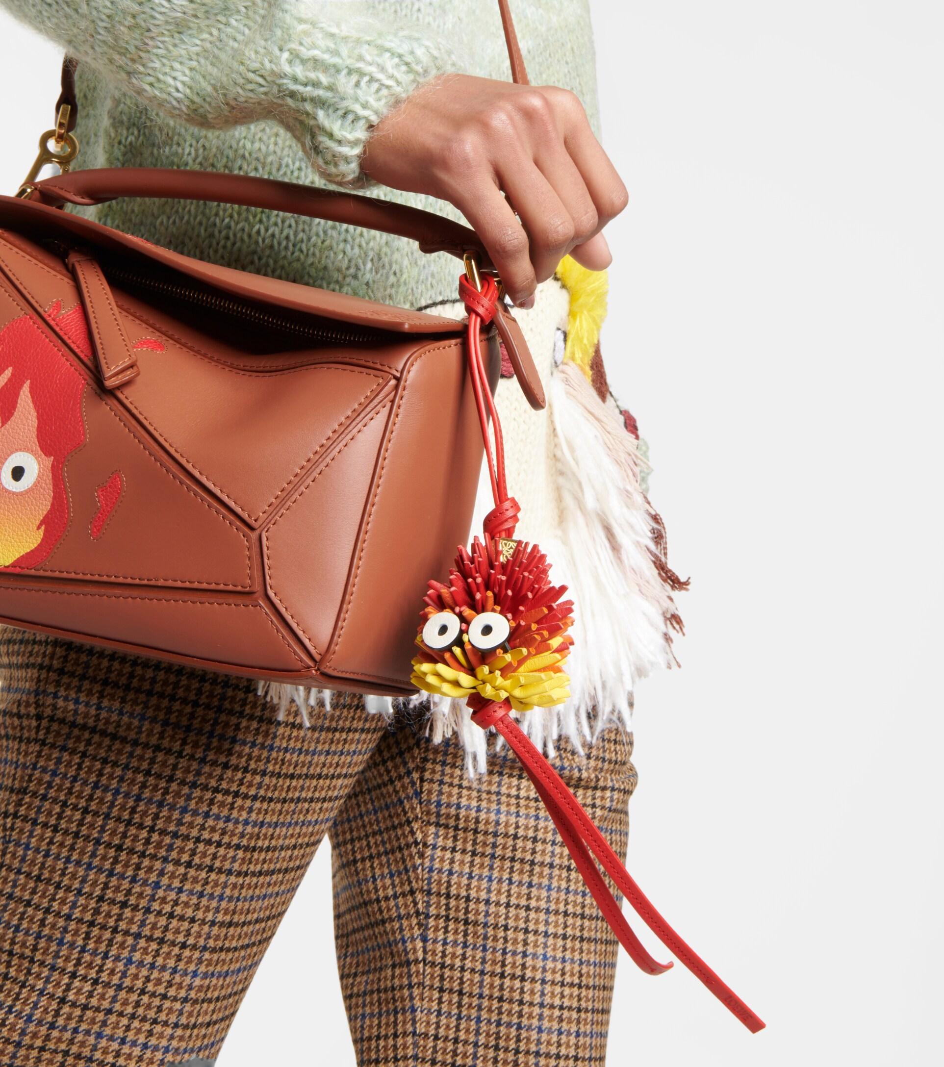 Loewe X Howl's Moving Castle Calcifer Leather Bag Charm in White
