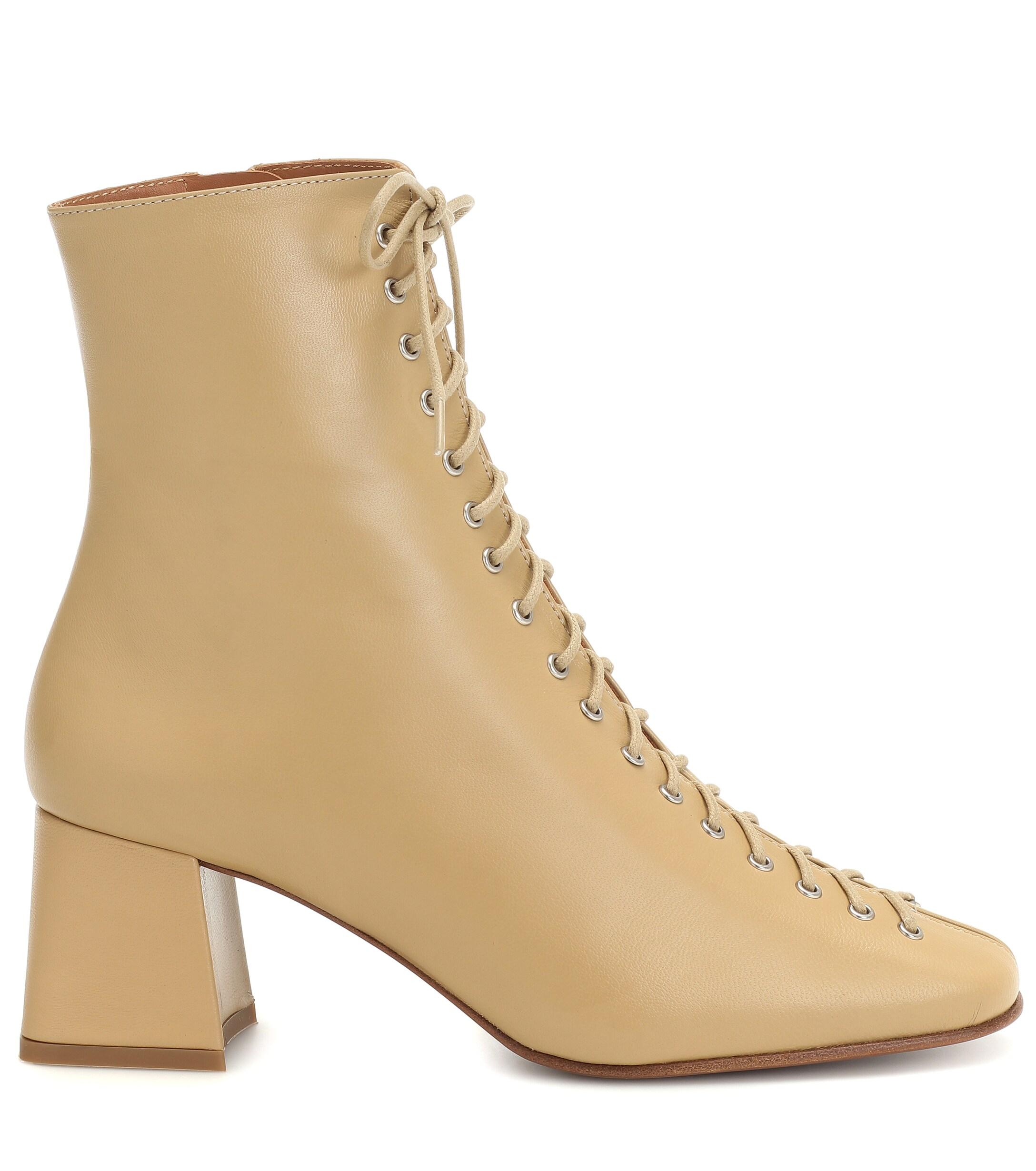 BY FAR Becca Leather Ankle Boots in Beige (Natural) - Lyst