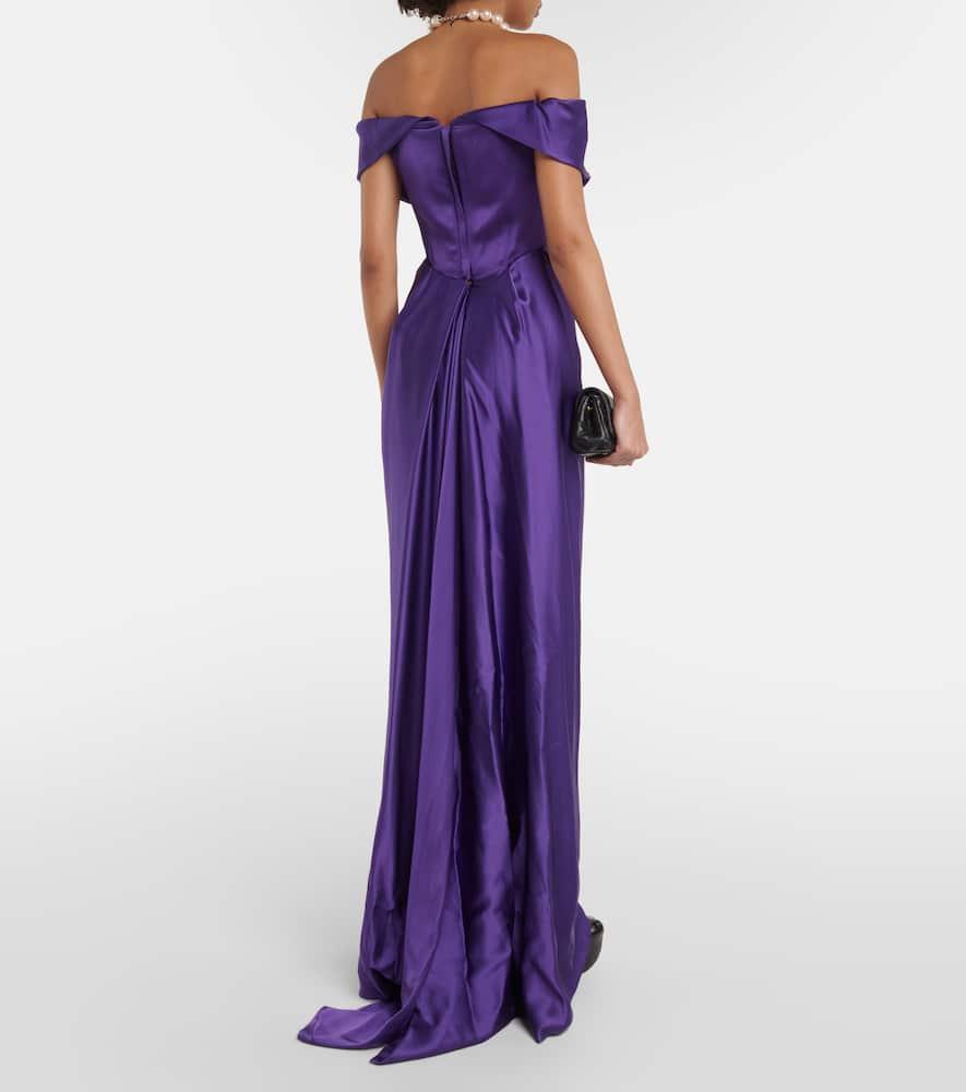 Vivienne Westwood Off-Shoulder Bustier Satin Gown in Purple | Lyst UK
