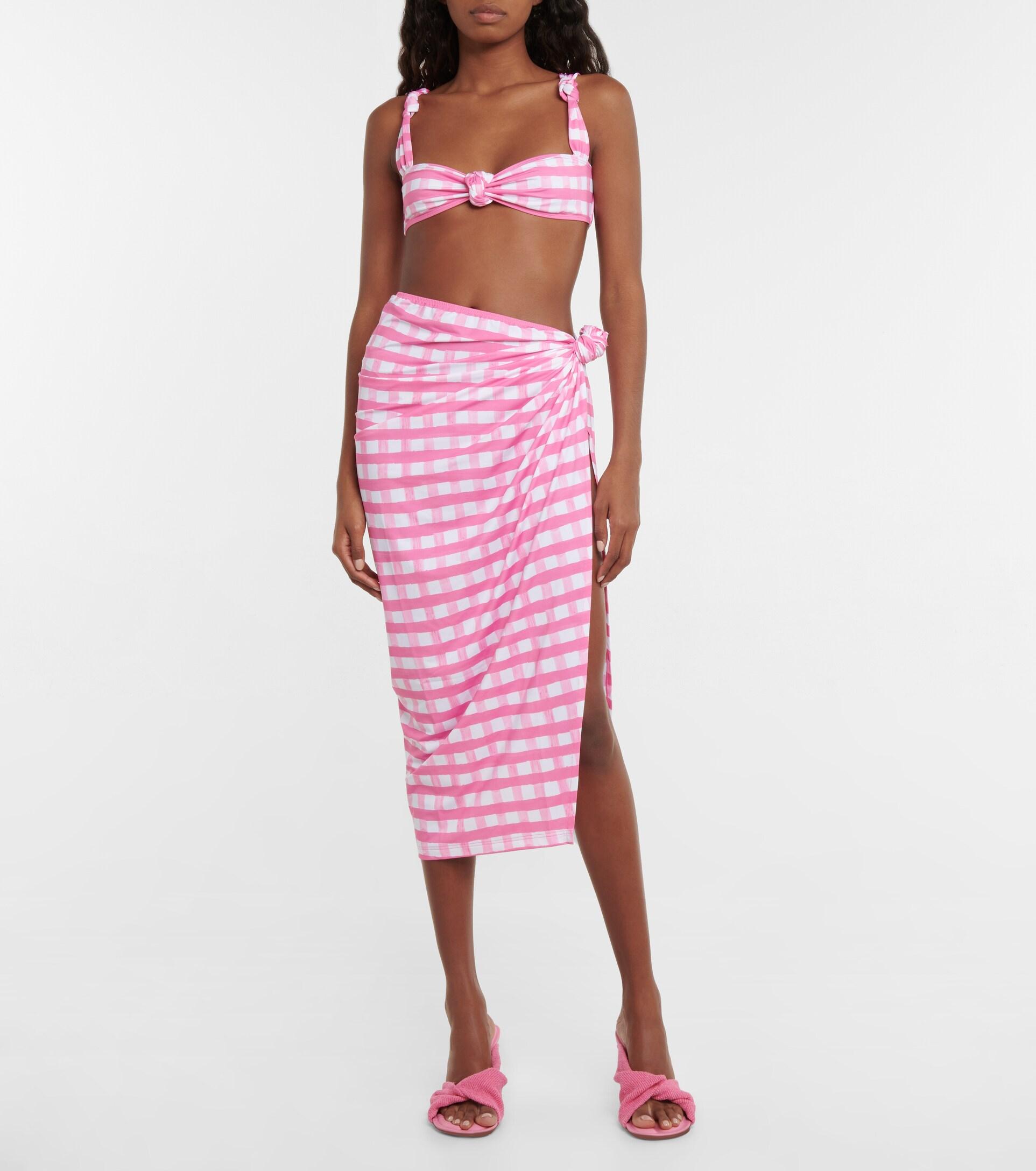 Jacquemus La Jupe Nodi Checked Midi Skirt in Pink | Lyst