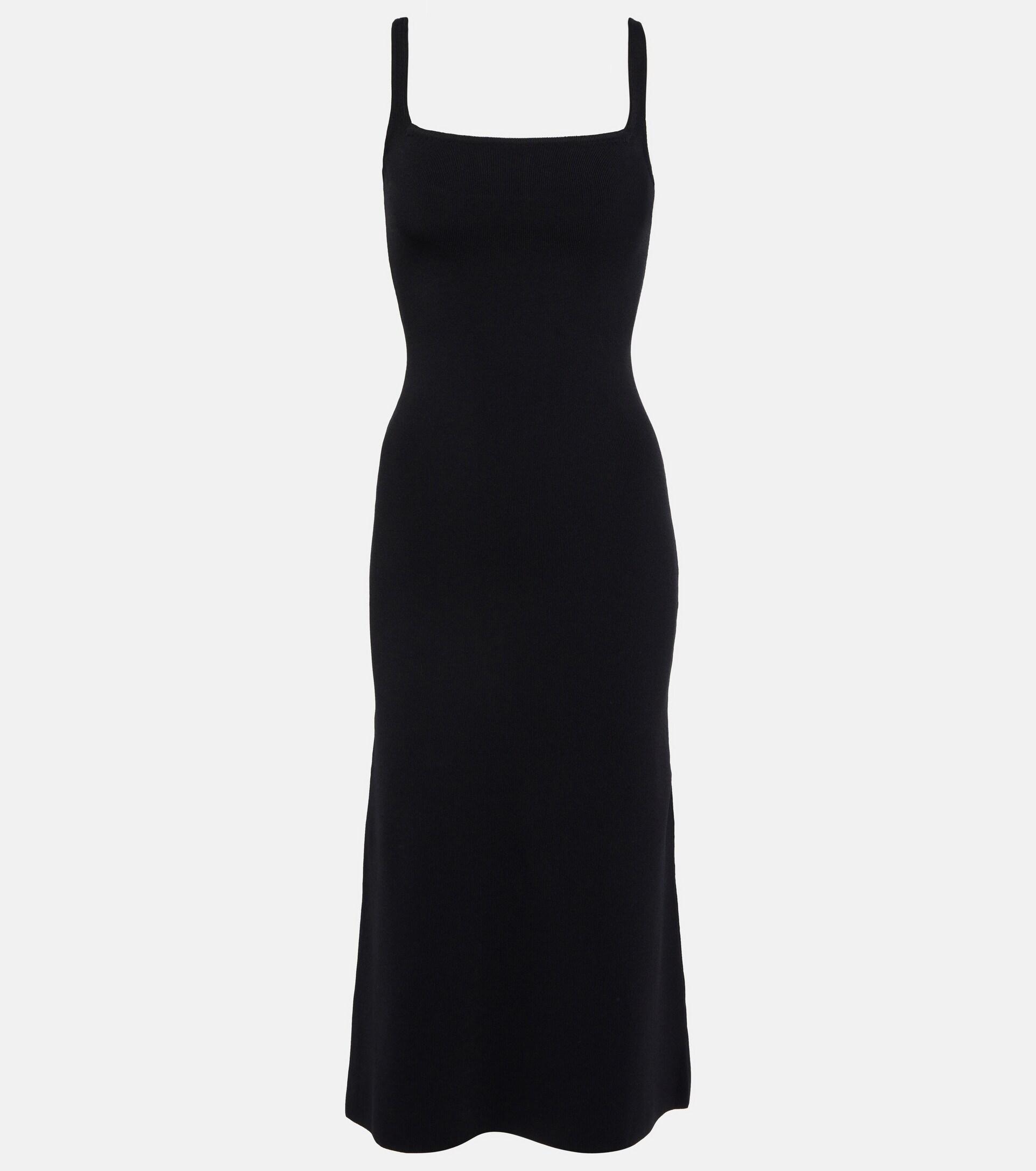 STAUD Paityn Ribbed-knit Midi Dress in Black | Lyst