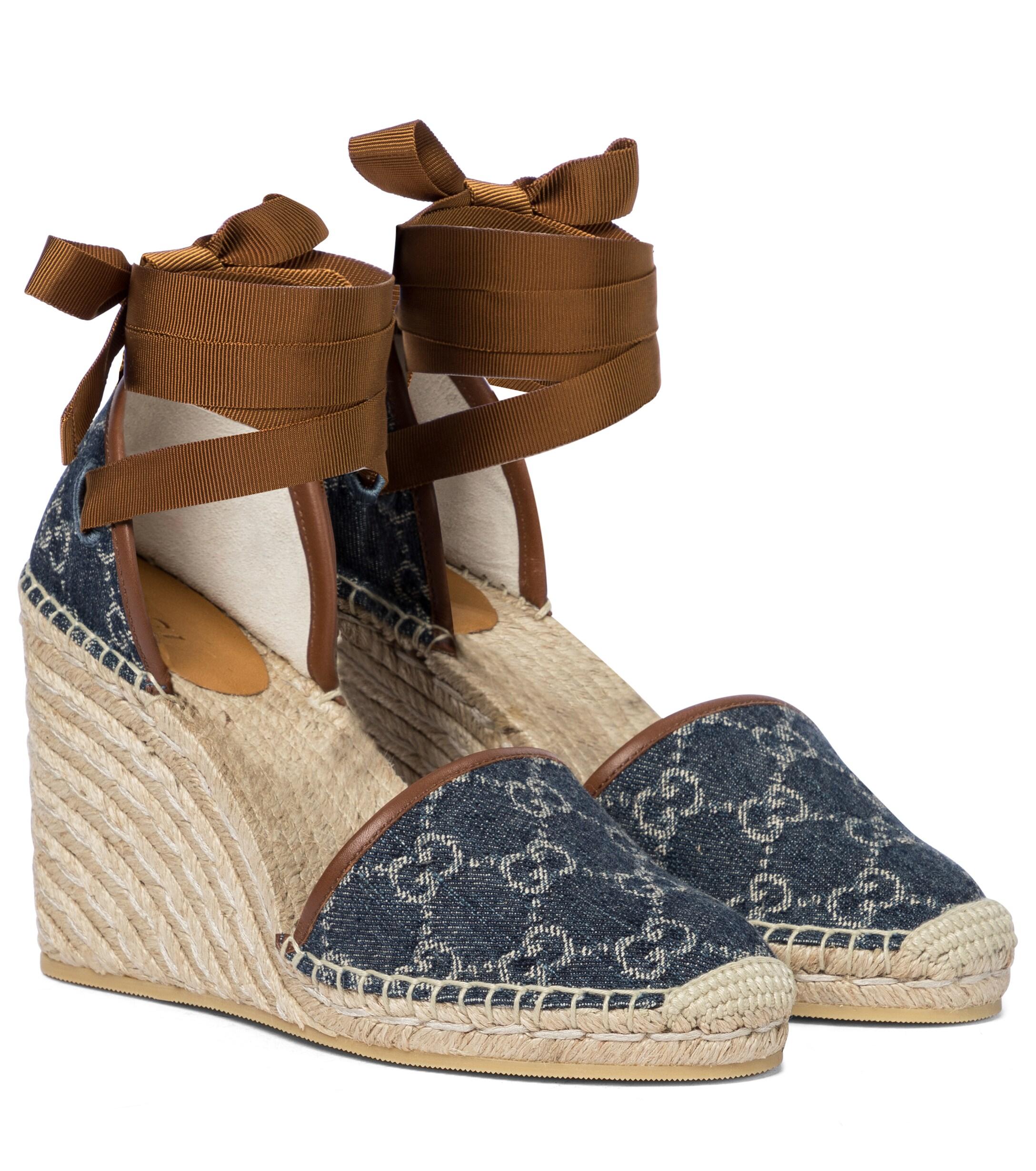 Gucci GG Denim Espadrille Wedges in Blue