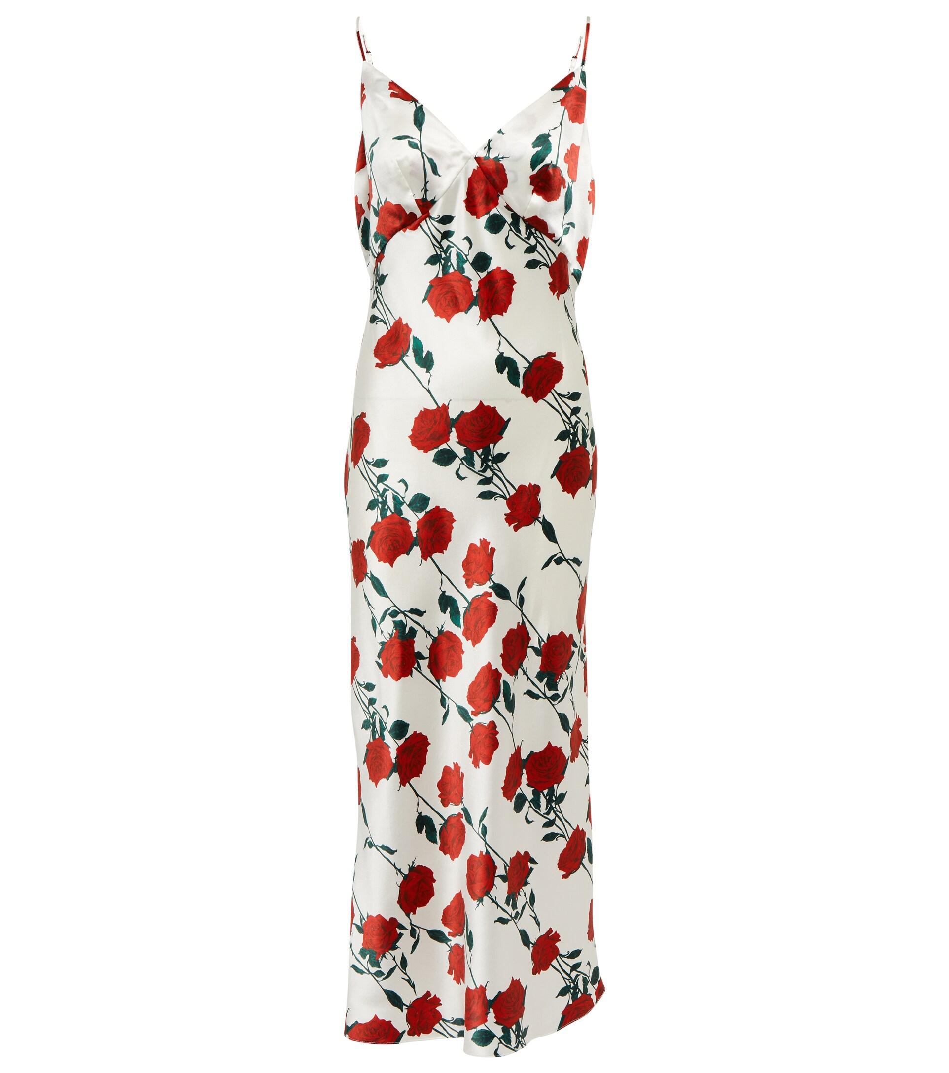 Emilia Wickstead Trinny Floral Silk Slip Dress in White | Lyst