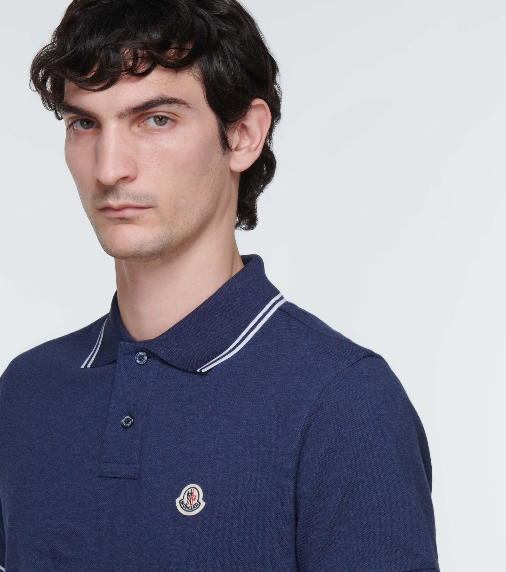 Moncler Cotton Polo Shirt in Blue for Men | Lyst