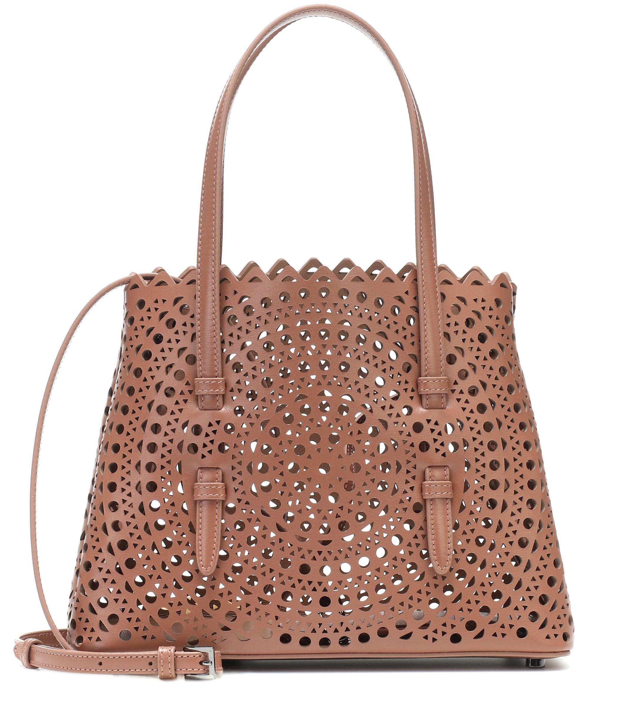 Alaïa Mina 25 Small Leather Tote in Brown | Lyst
