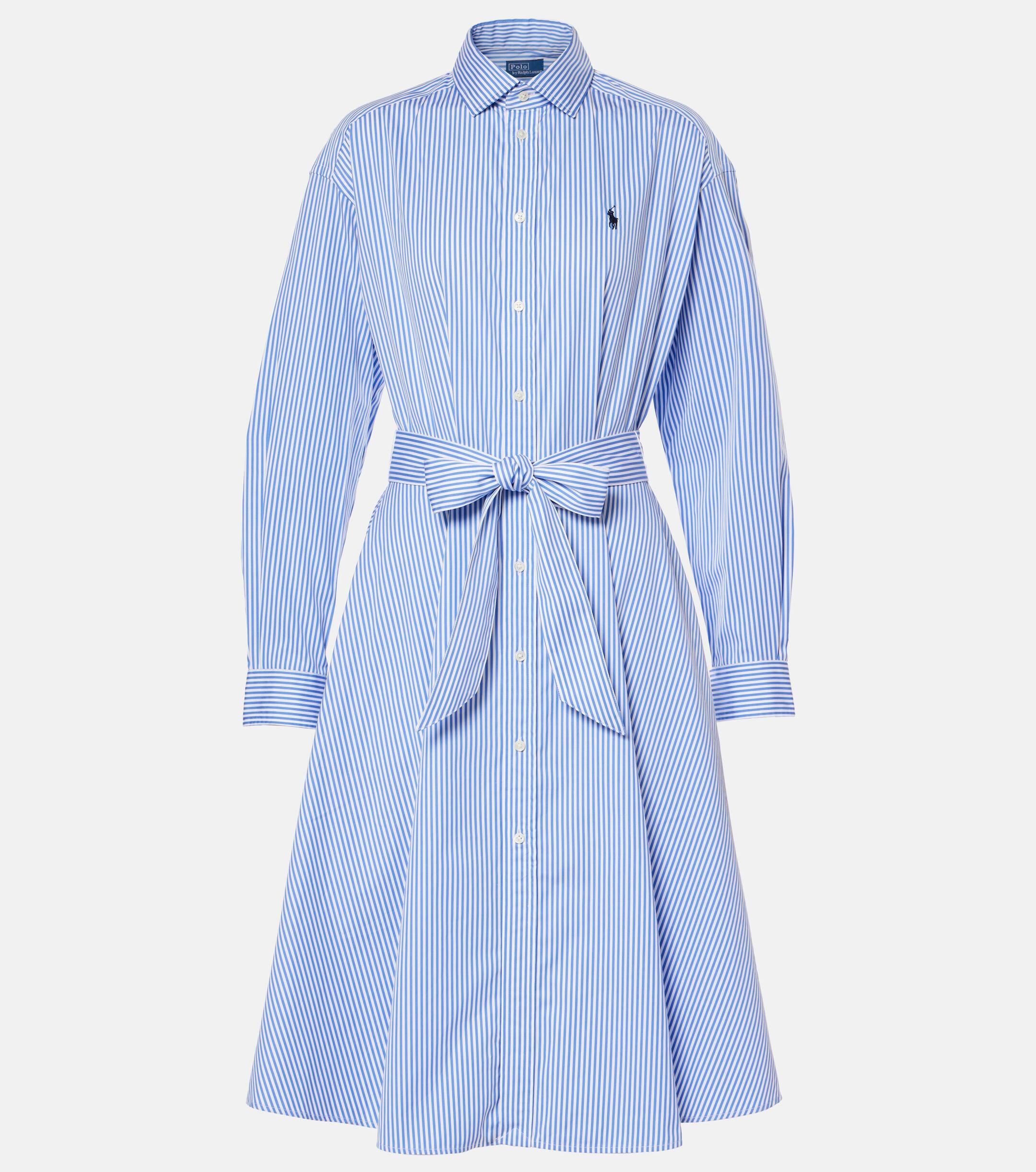 Polo Ralph Lauren Striped Cotton Poplin Shirt Dress in Blue Lyst UK