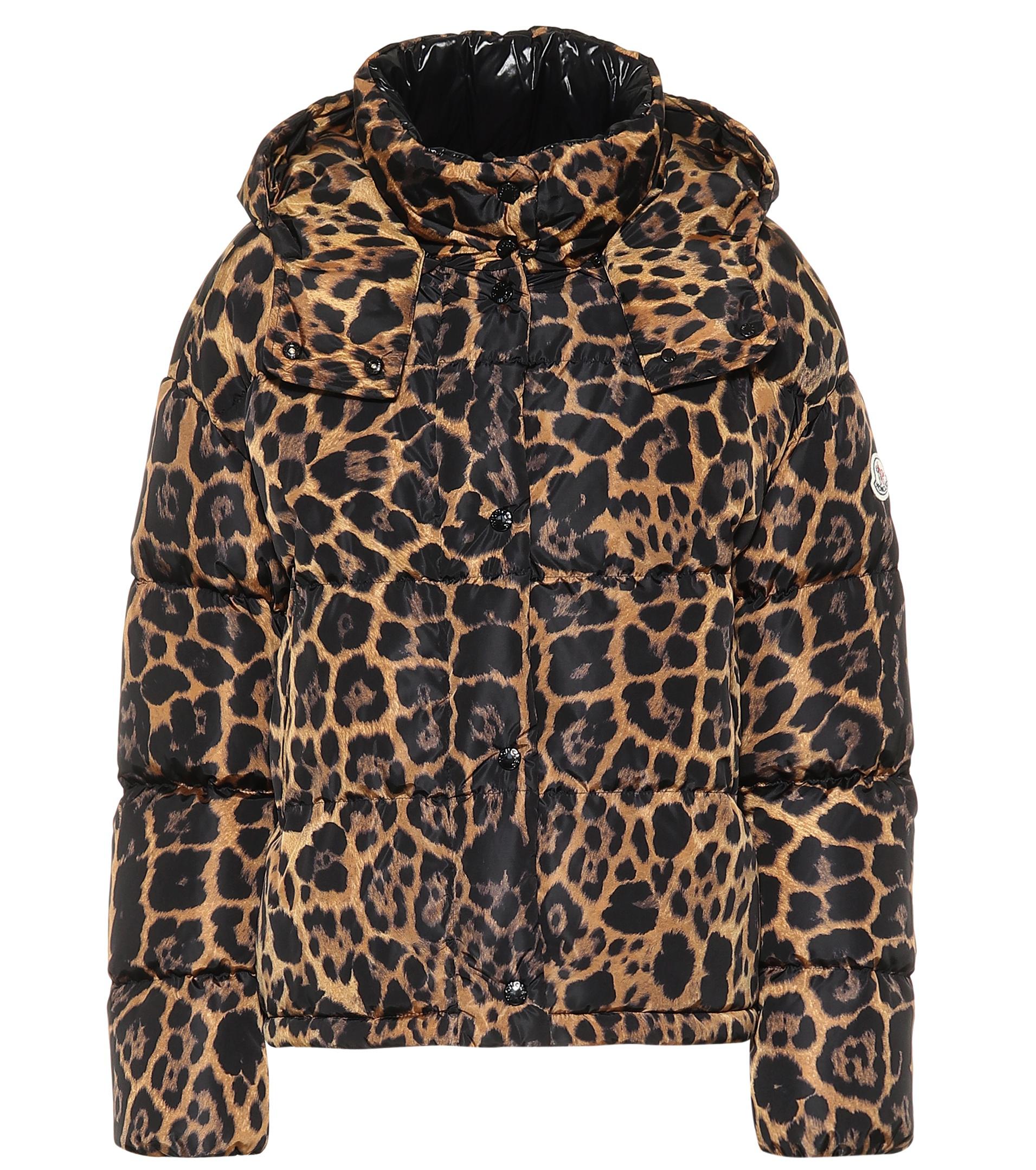 Moncler Leopard-print Quilted Shell Down Jacket in Brown | Lyst