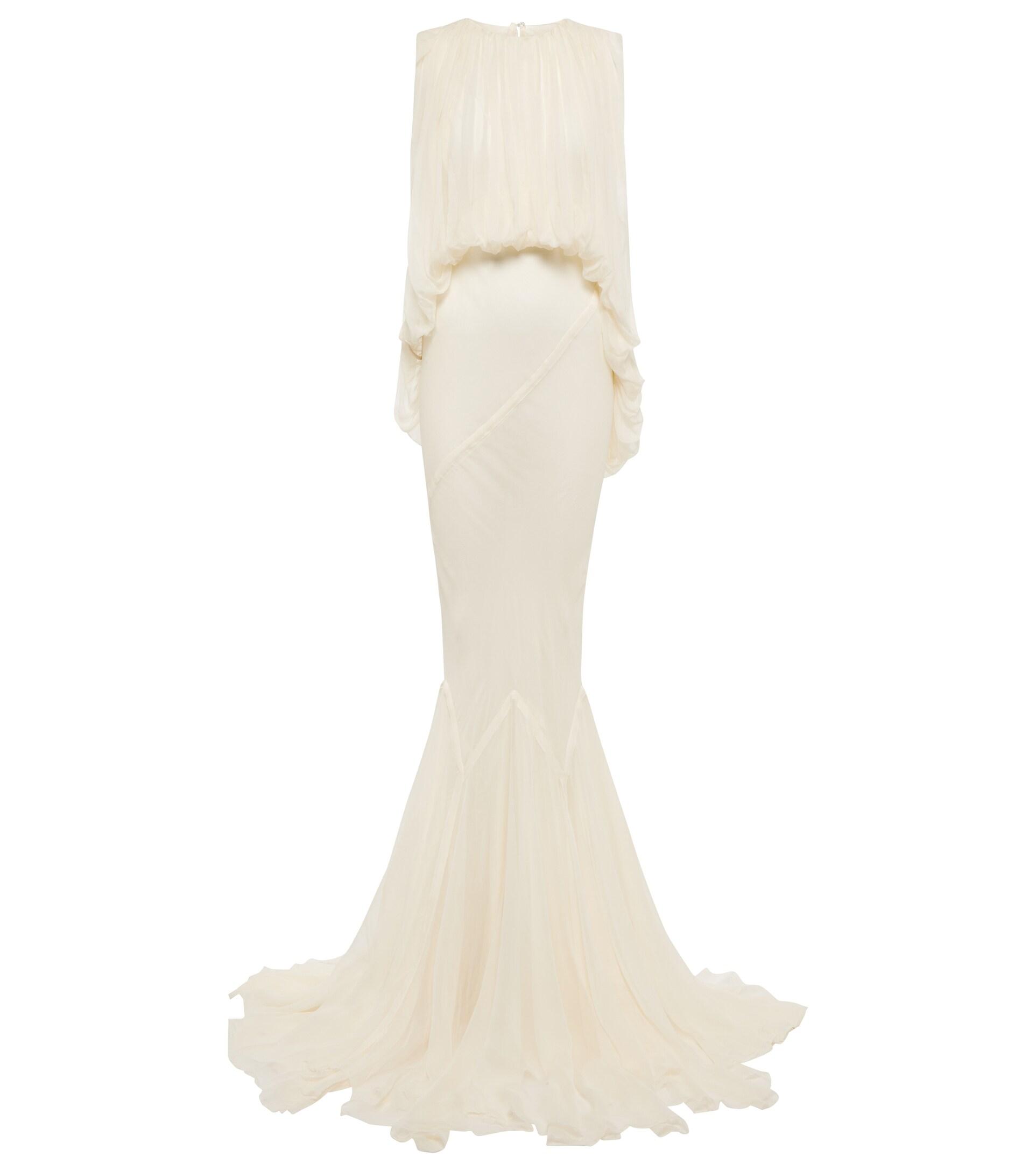 Rick Owens Bubble Draped Silk Gown in White | Lyst