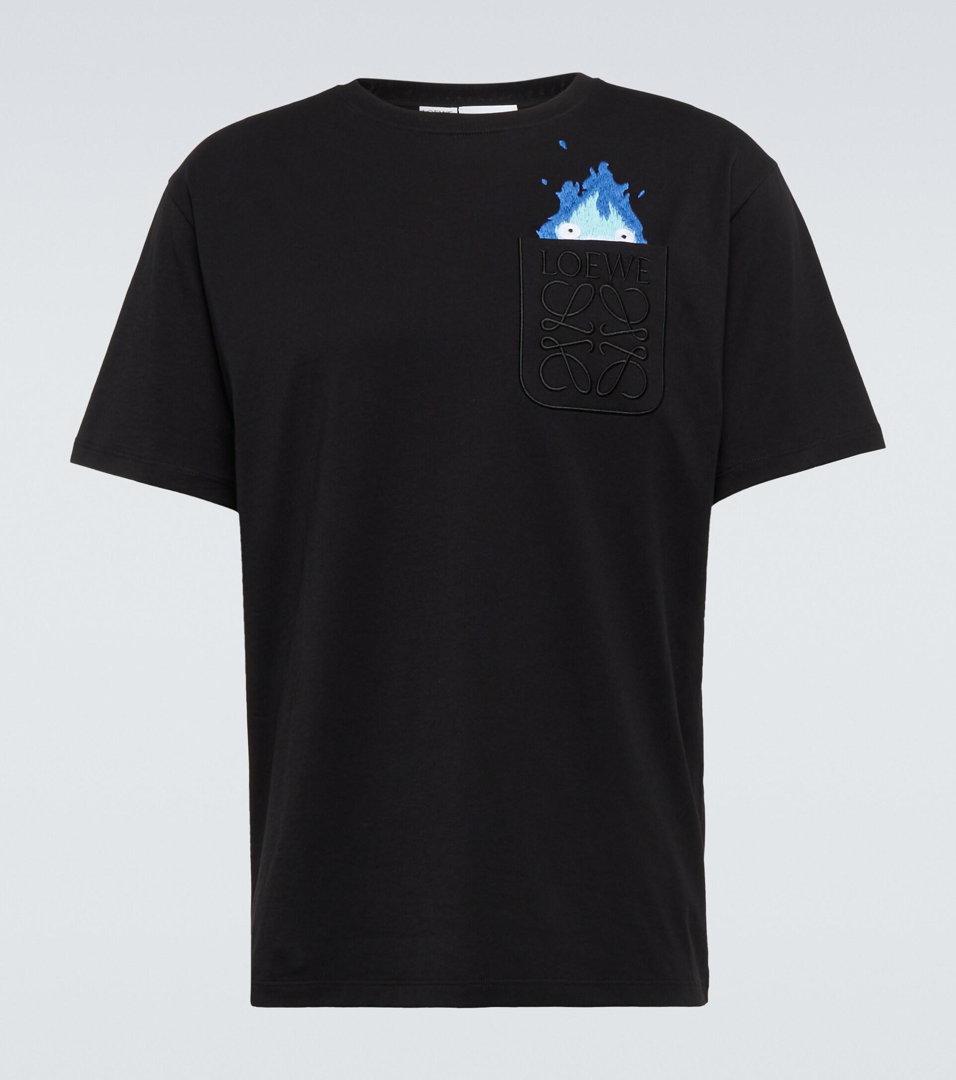 Loewe X Howl's Moving Castle Calcifer Embroidered Cotton T-shirt in
