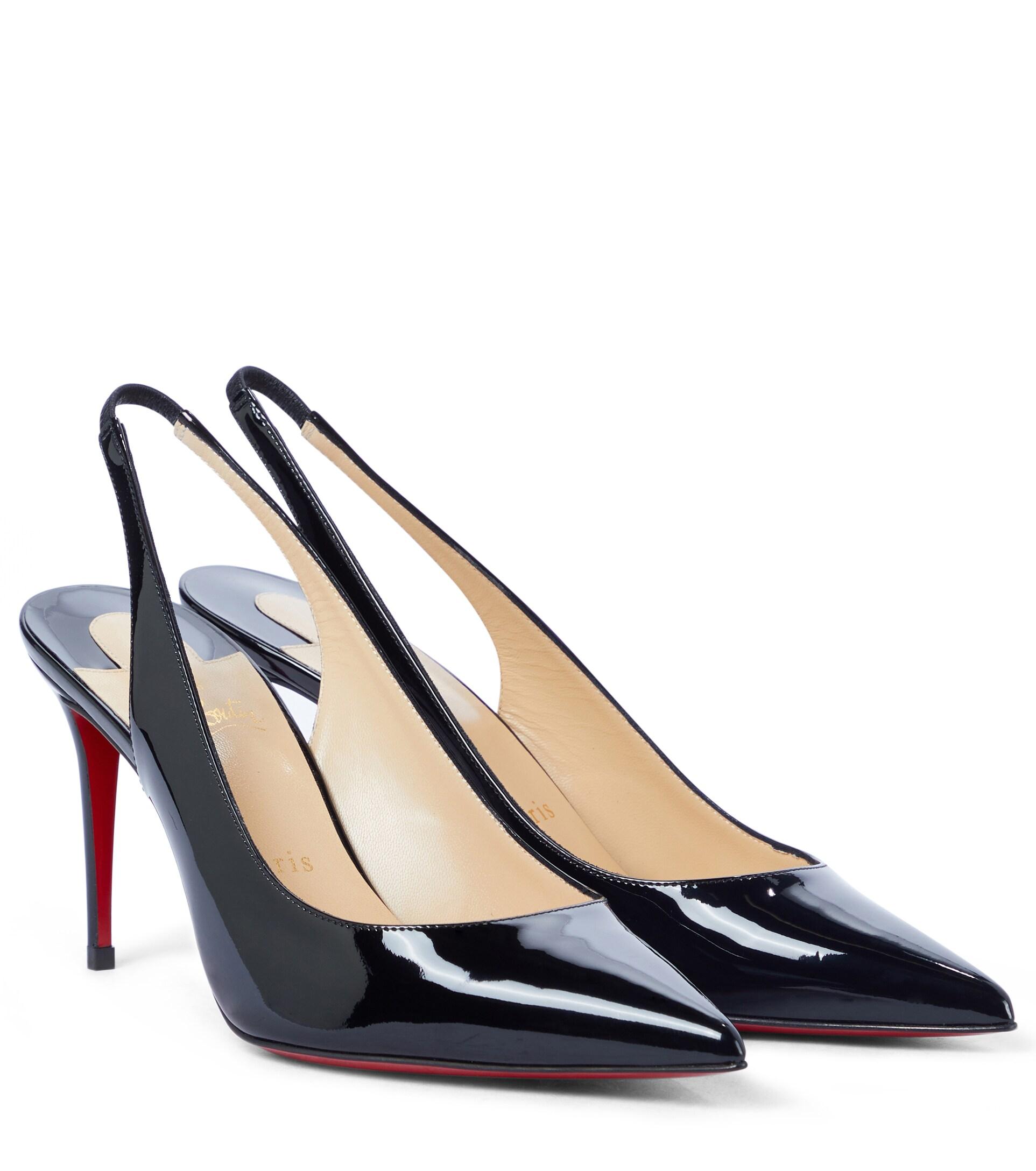 Christian Louboutin Kate Sling 80 Patent Leather Pumps in Black | Lyst