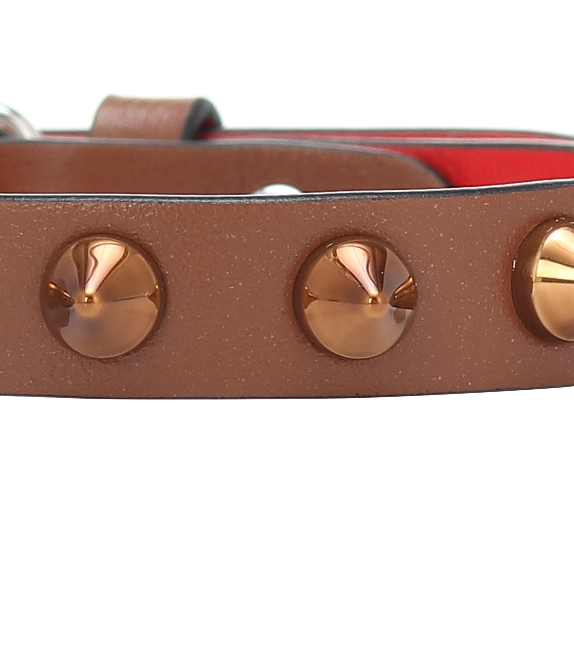 Christian Louboutin Loubilink Studded Leather Bracelet in Brown Lyst
