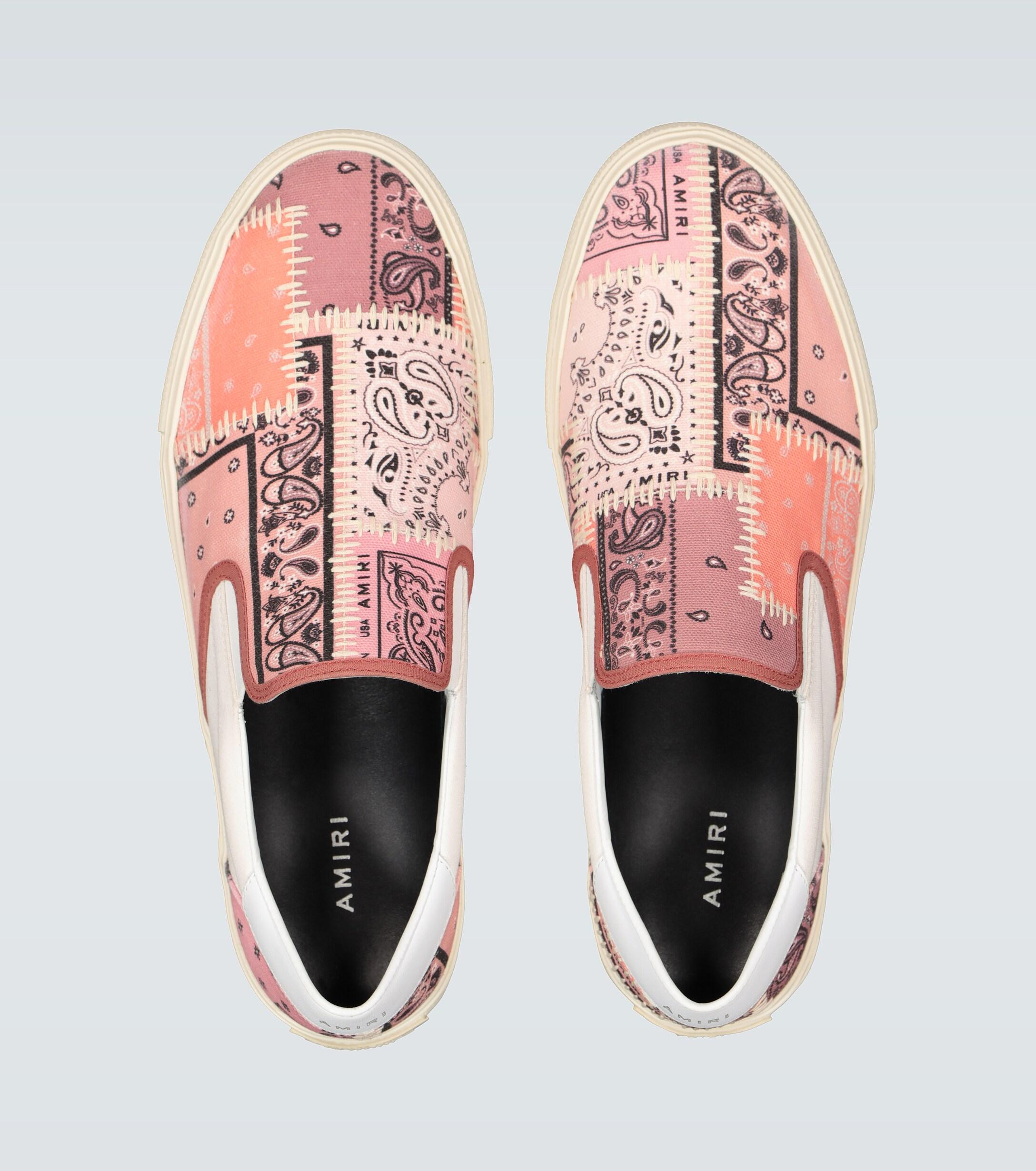 Amiri Bandana Reconstructed Slip-on Shoes in Pink - Lyst
