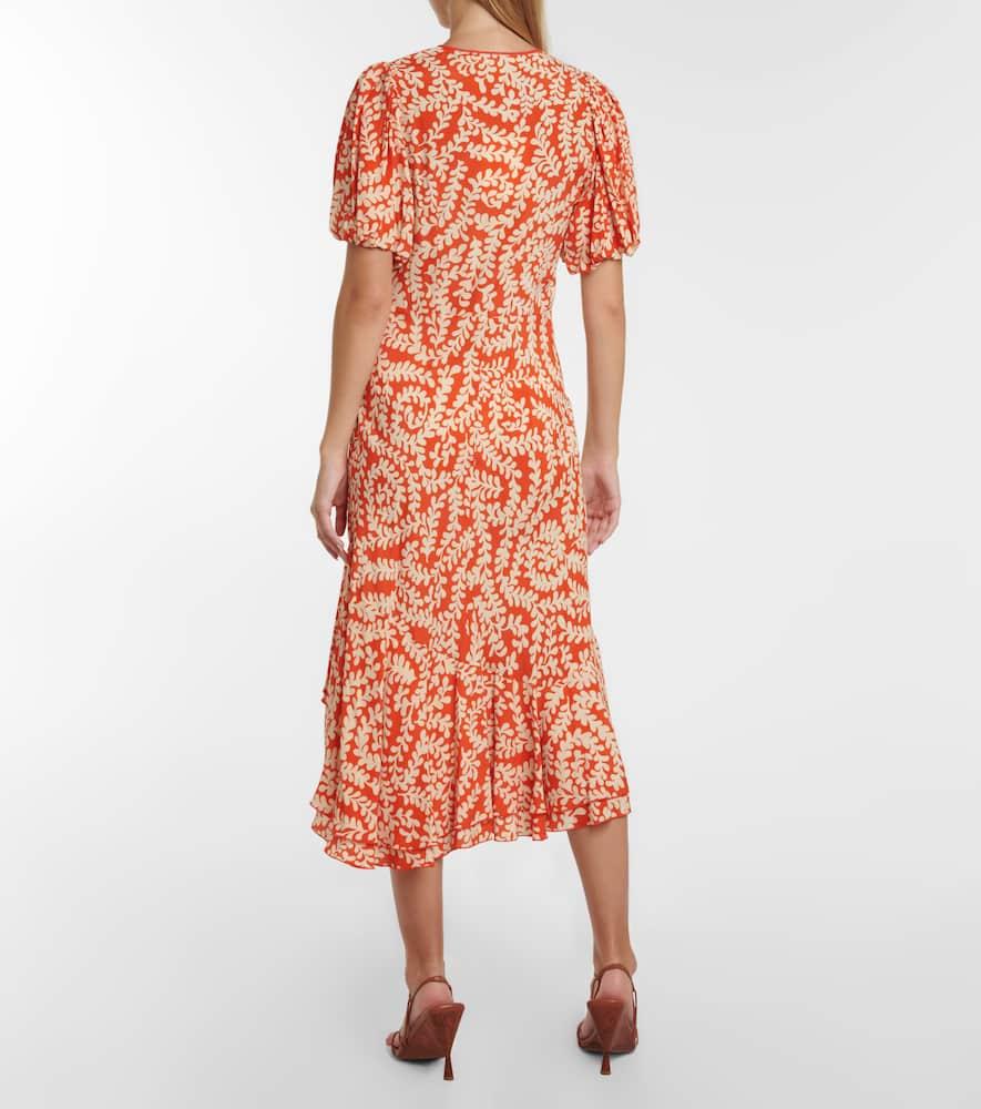Robe Diane Von Furstenberg (DVF) - Orange Avec Ornements De Perles - Taille 10 - Occasion Très Bon état