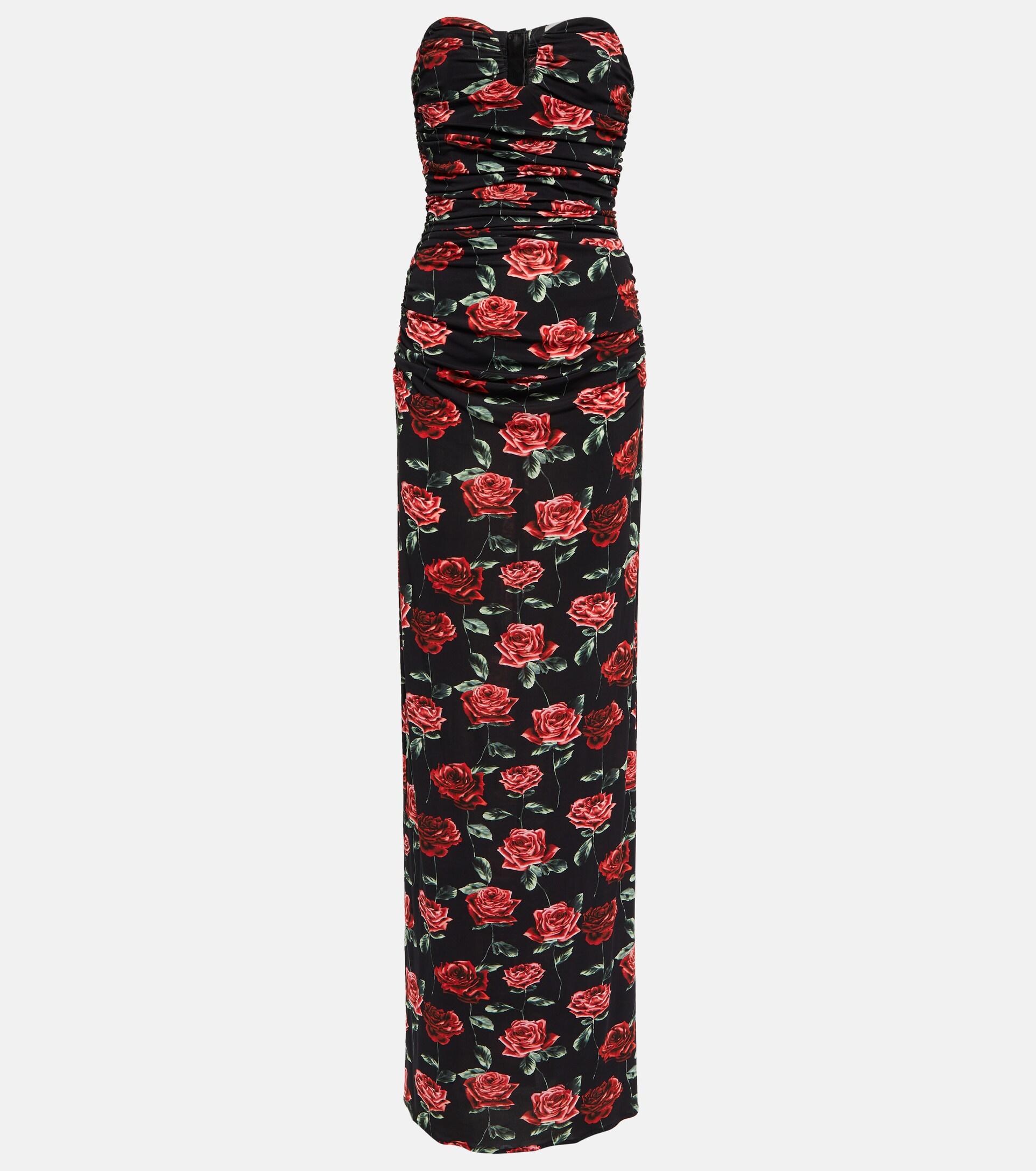 Magda Butrym Floral Bustier Jersey Maxi Dress in Red | Lyst