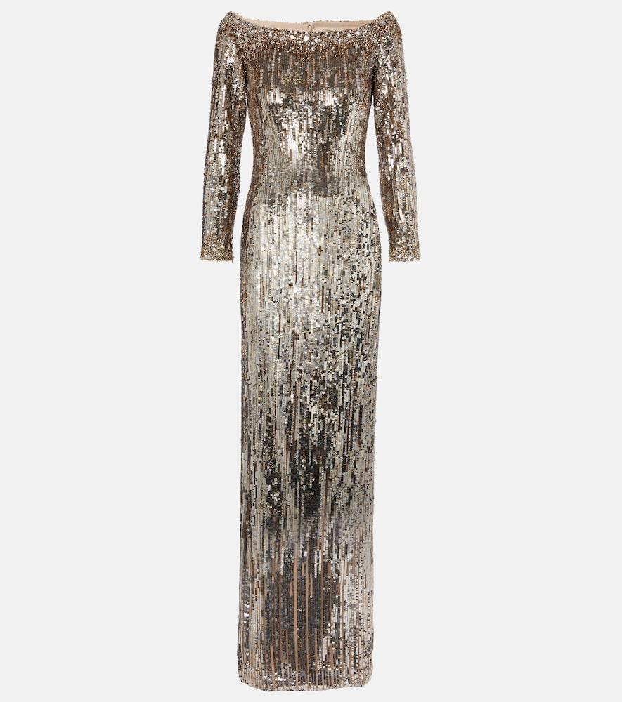 green emerald velvet dress Ladivine CD773 Fitted Crystal Embellished Formal Gown with Leg Slit Sienna Gold / 4