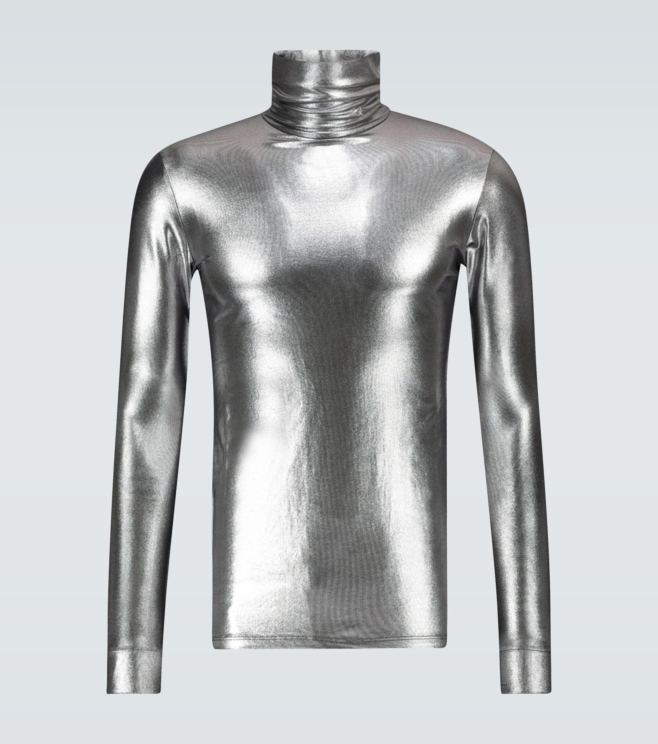 Raf Simons Metallic Turtleneck Pullover in Gray for Men | Lyst