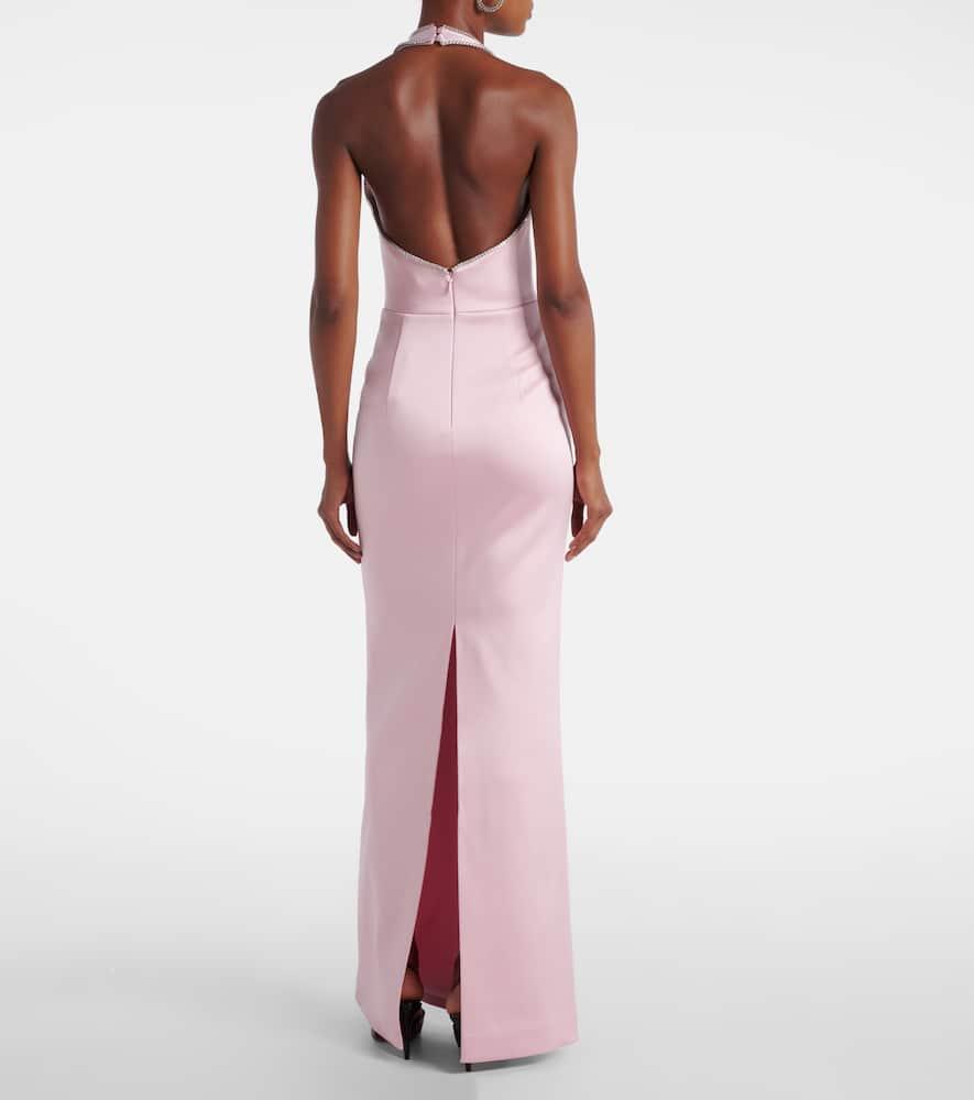Rebecca Vallance Akari Cutout Halterneck Satin Gown in Pink | Lyst UK