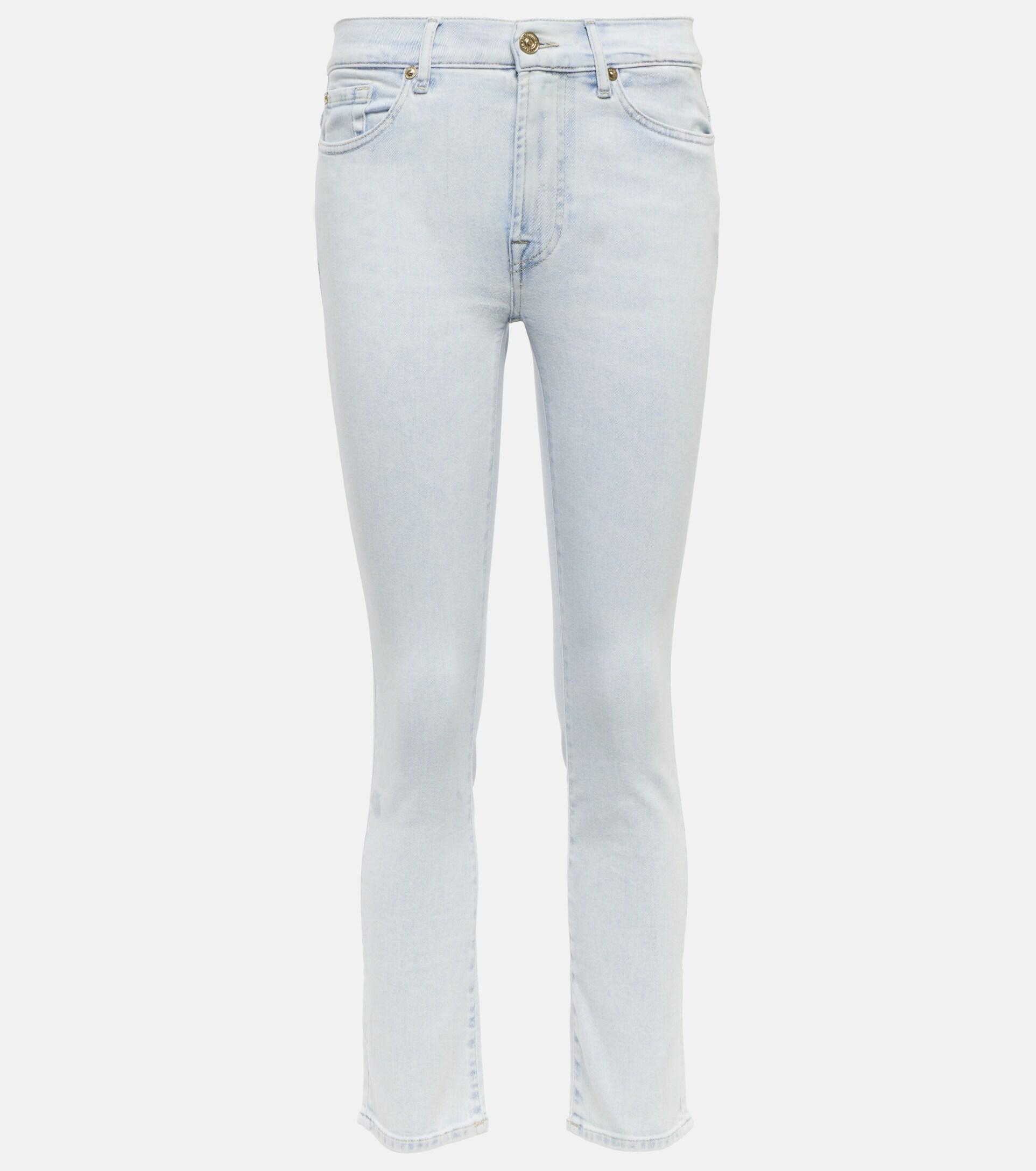 7 For All Mankind Roxanne Mid-rise Slim Jeans in Blue | Lyst