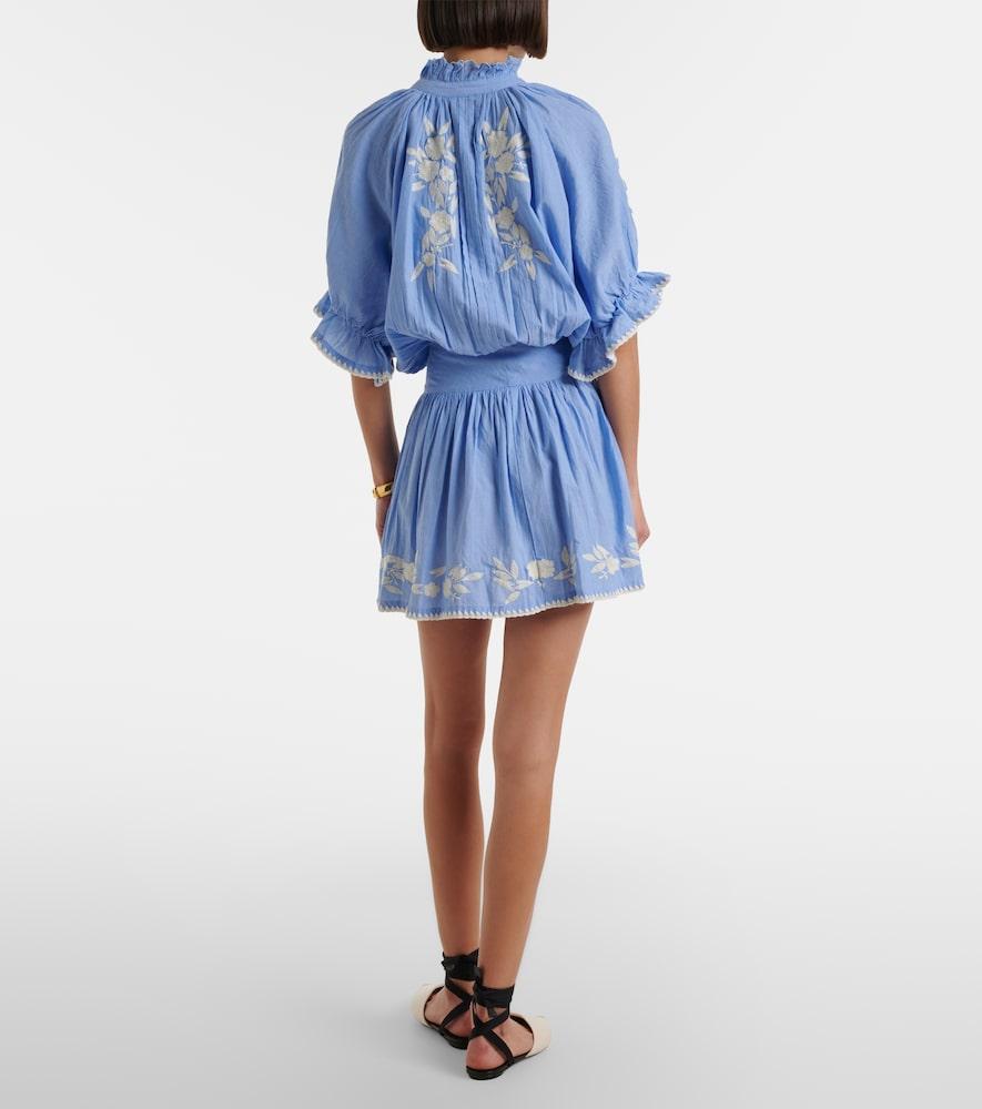 juliet dunn embroidered cotton mini dress Denim Blue Butterfly Mini Dress → Juliet Dunn London main image 0
