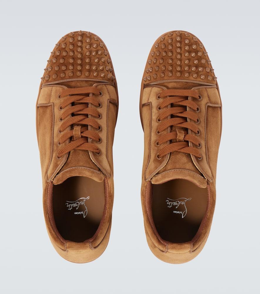 Christian Louboutin Louis Junior Spikes Suede Sneakers in Brown