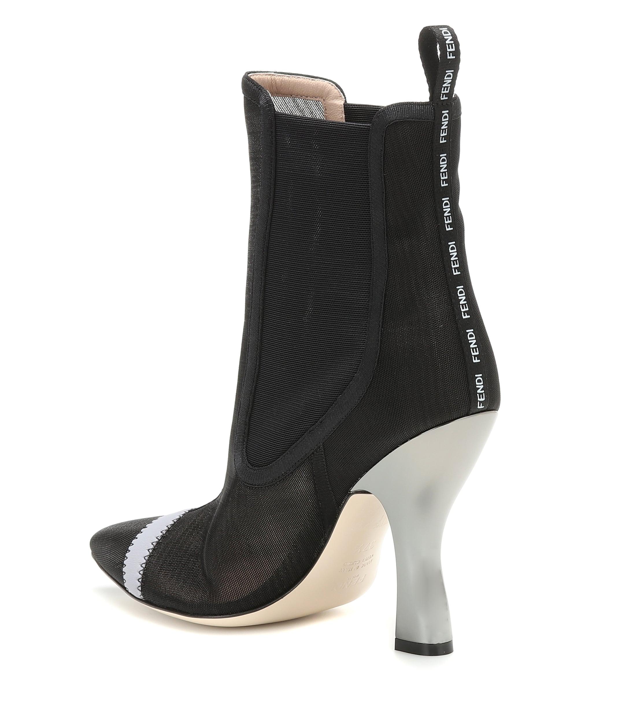 Fendi Colibrì Mesh Ankle Boots in Black | Lyst