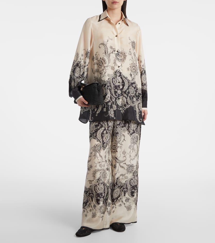 パンツ ZIMMERMANN RHIANNON PRINTED SILK TROUSERS ZIMMERMANN Silk pants RHIANNON in ecru/ black