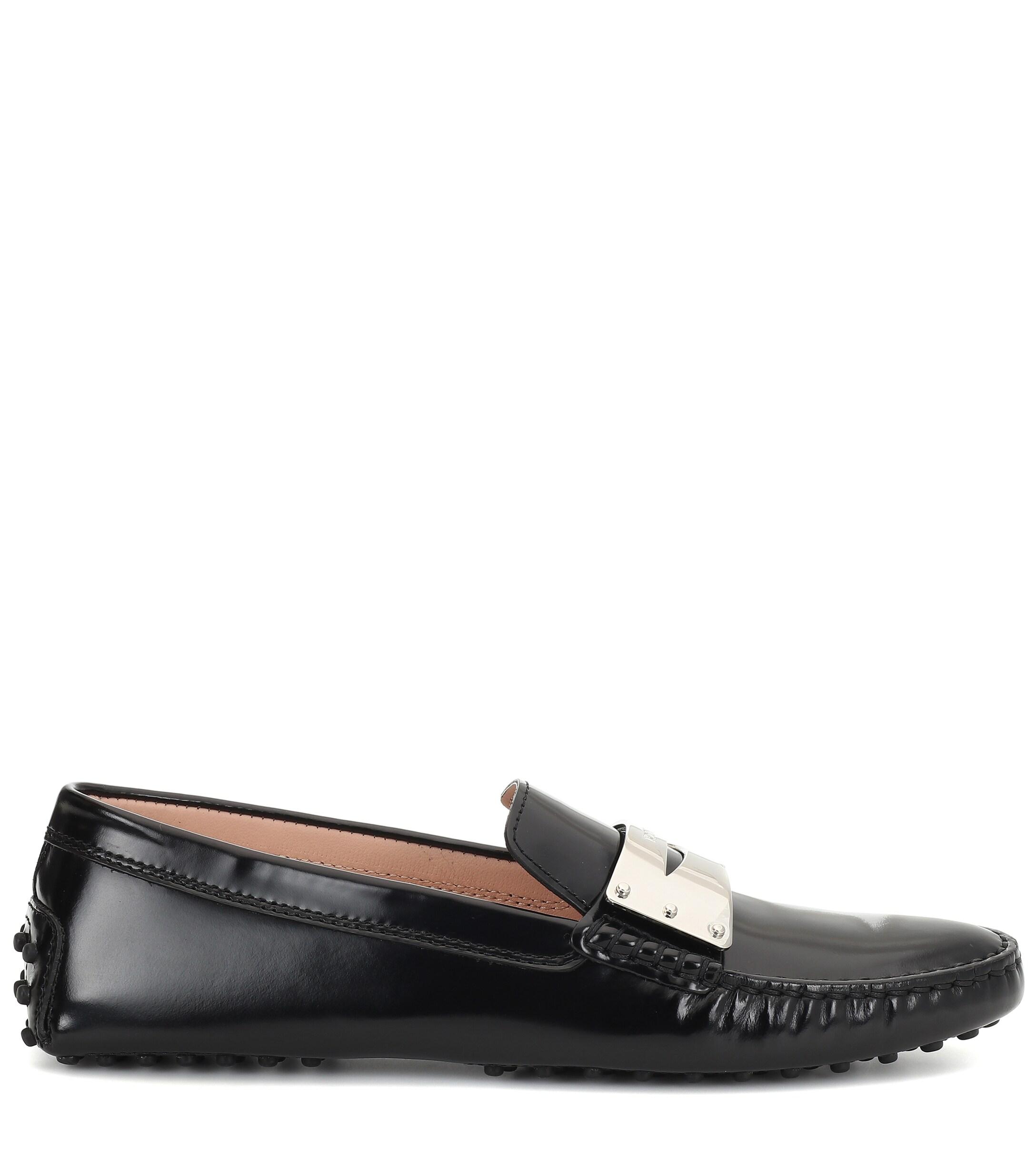 Tod's Gommino Patent Leather Moccasins in Black - Lyst