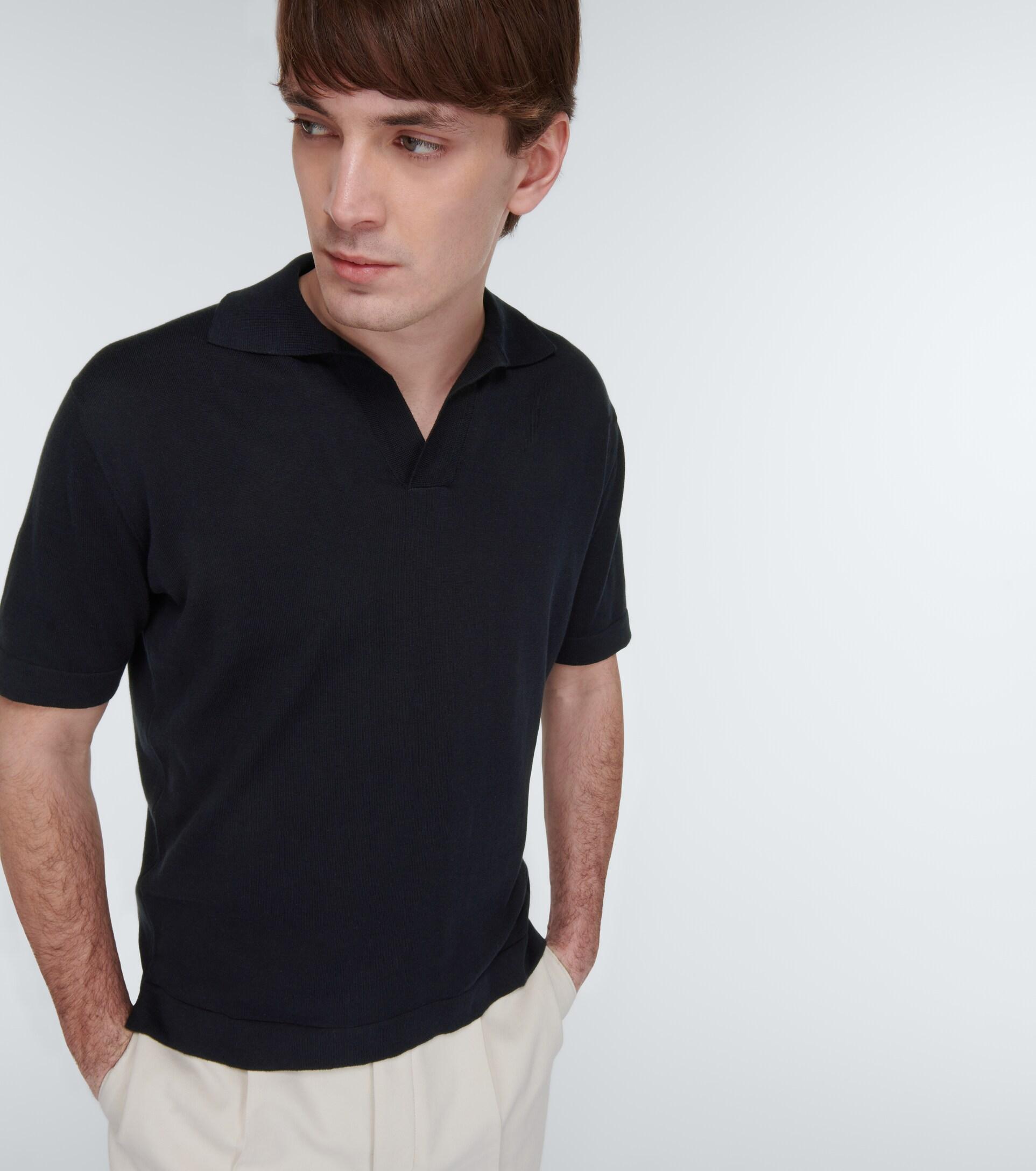 Thom Sweeney Skipper Cotton Polo Shirt in Black for Men | Lyst