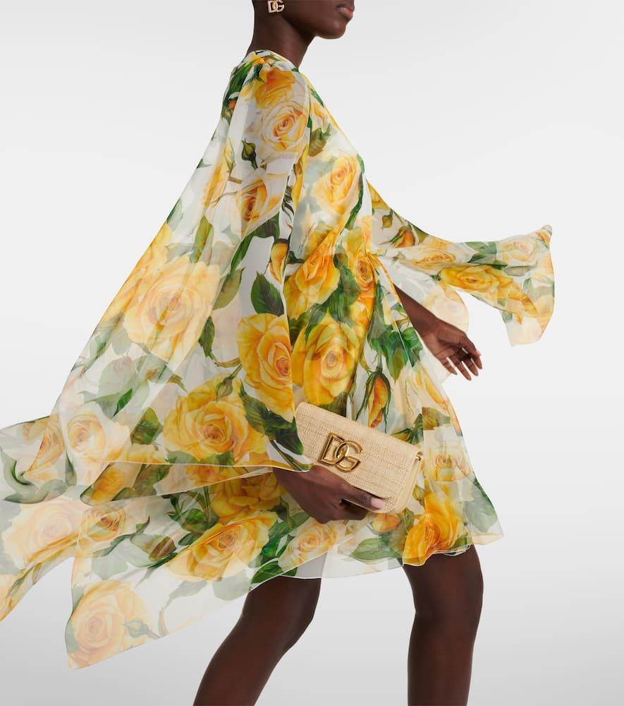 Dolce Gabbana Floral Silk Chiffon Minidress in Yellow Lyst UK