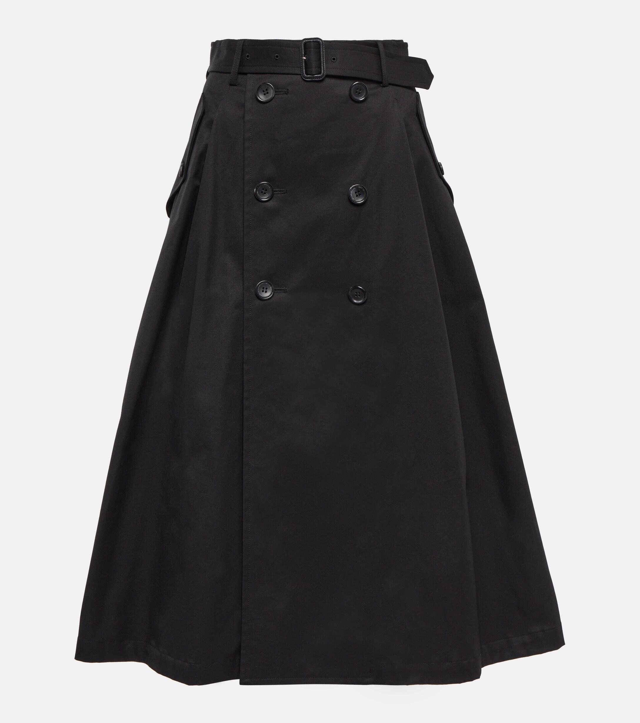 Junya Watanabe Belted Pleated Cotton Midi Skirt in Black | Lyst Canada