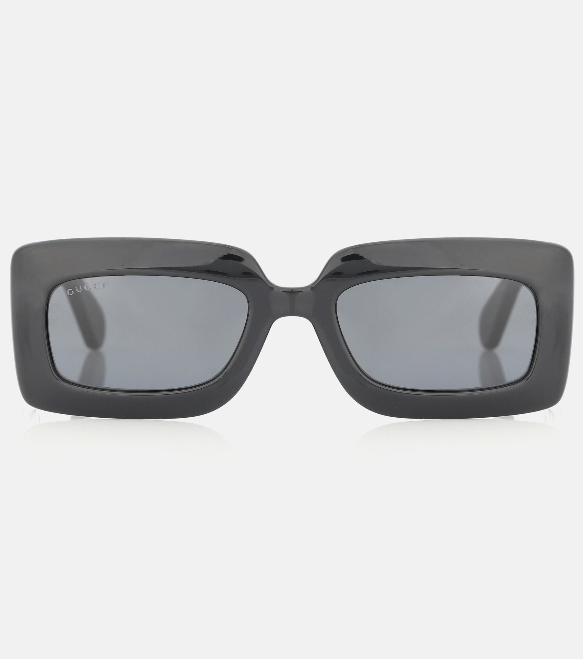 Gucci Double G Rectangular Sunglasses in Gray | Lyst