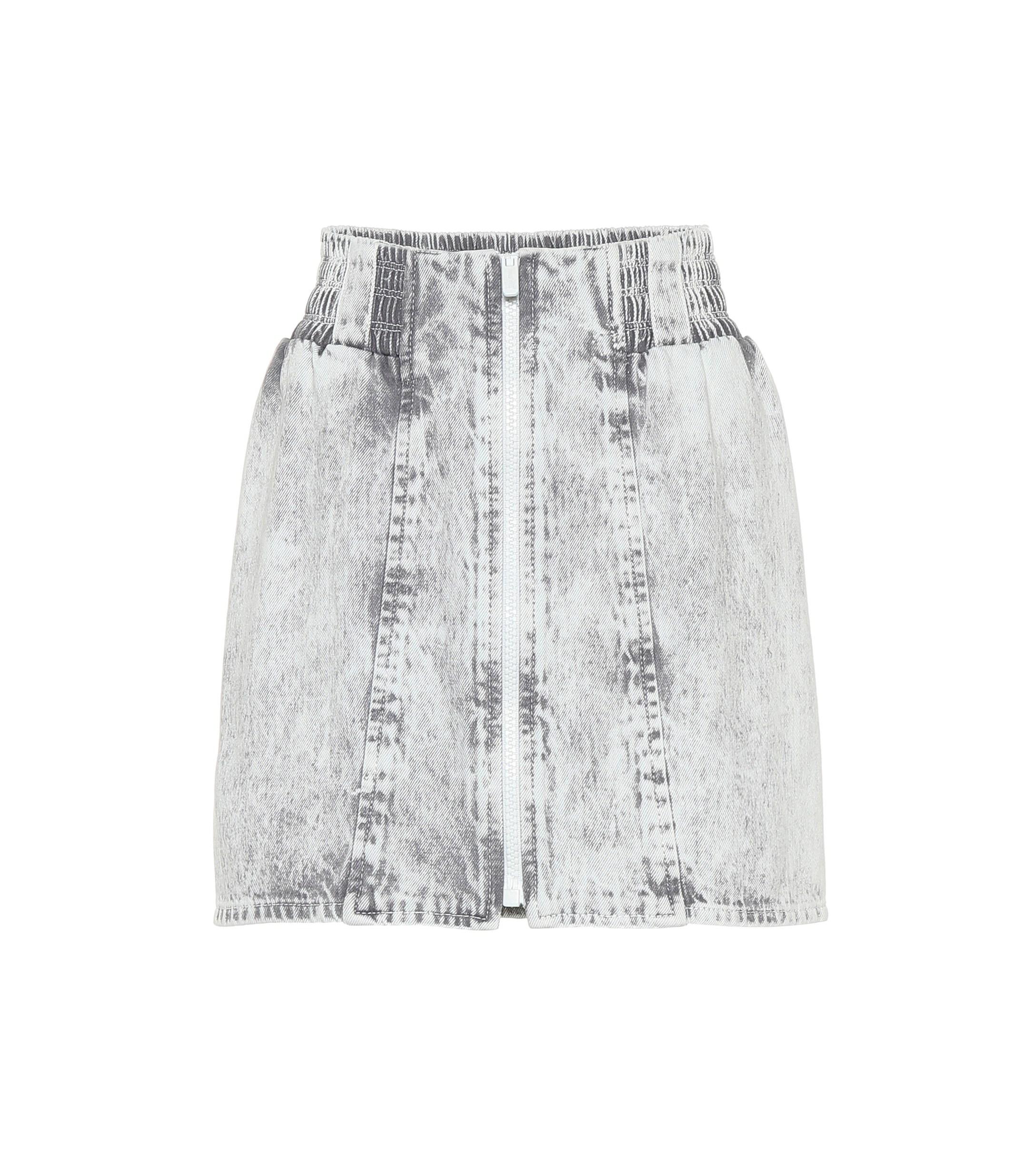 Miu Miu Acid Wash Denim Miniskirt in Grey (Gray) - Lyst
