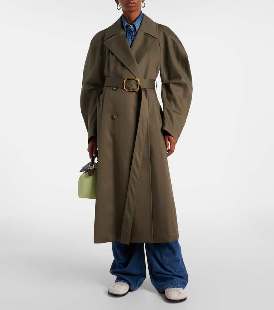 Loewe Belted Cotton Drill Trench Coat in Green | Lyst