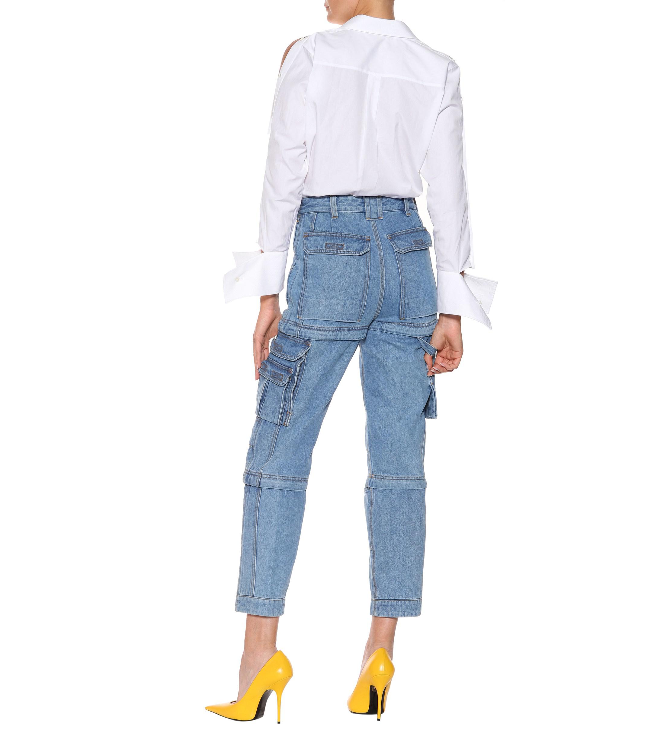 Multi-zip High-waisted Jeans in Blue 