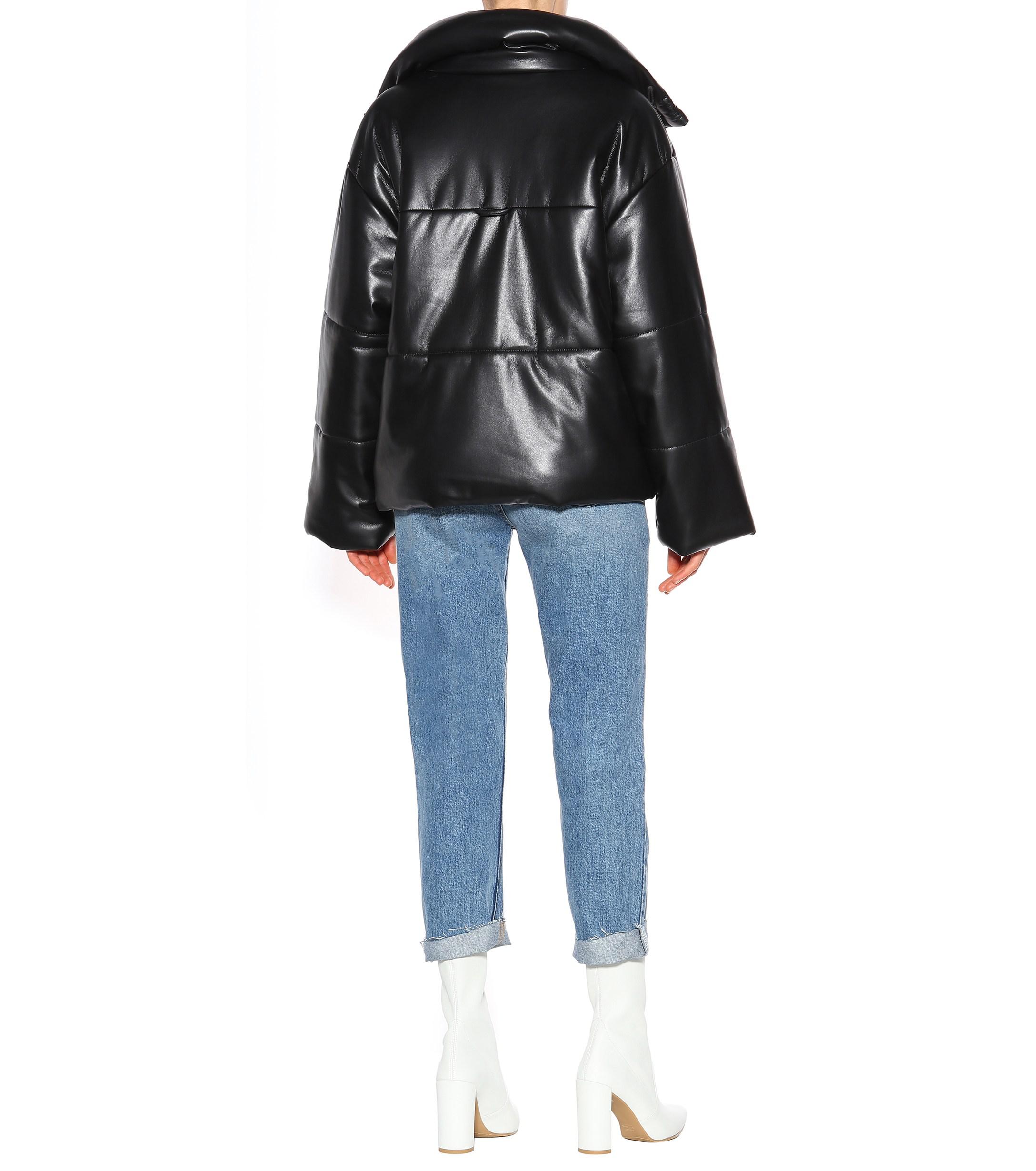 nanushka faux leather puffer