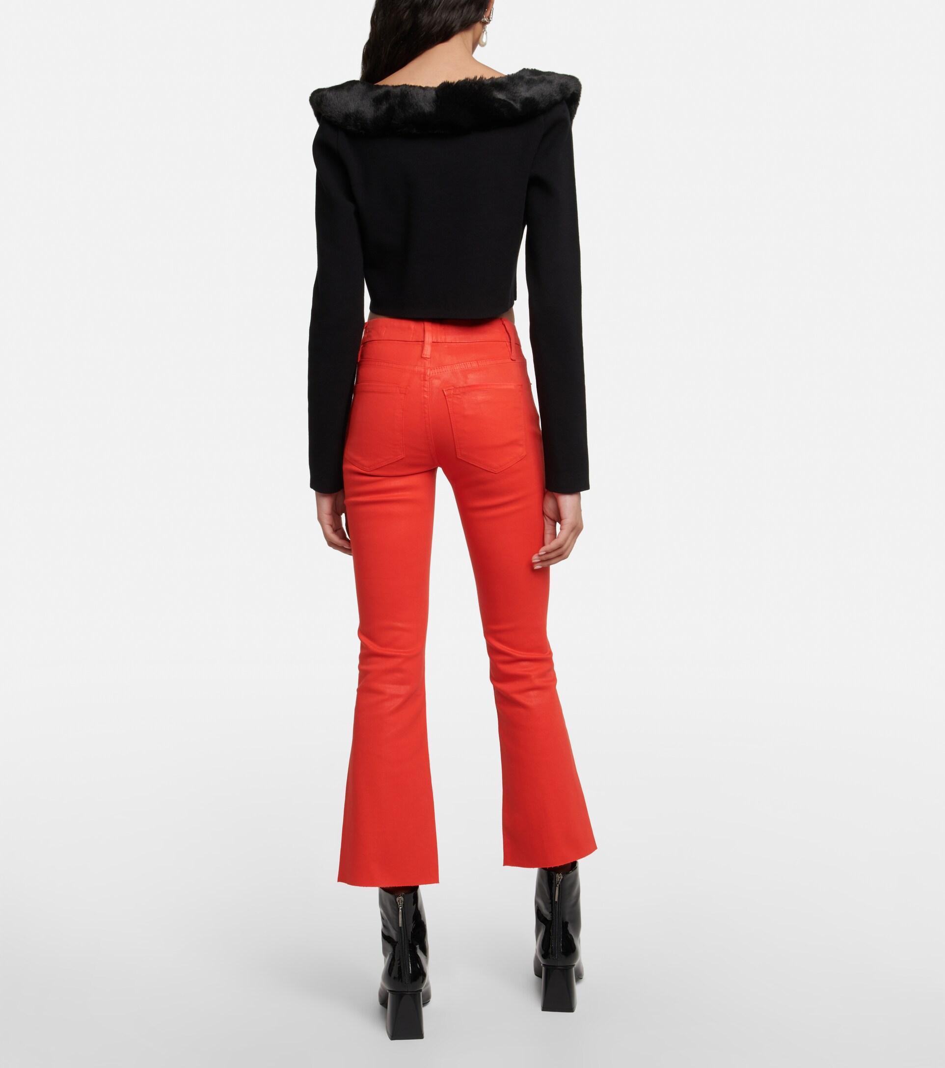 FRAME Le Crop Mini Boot High-rise Jeans in Red | Lyst