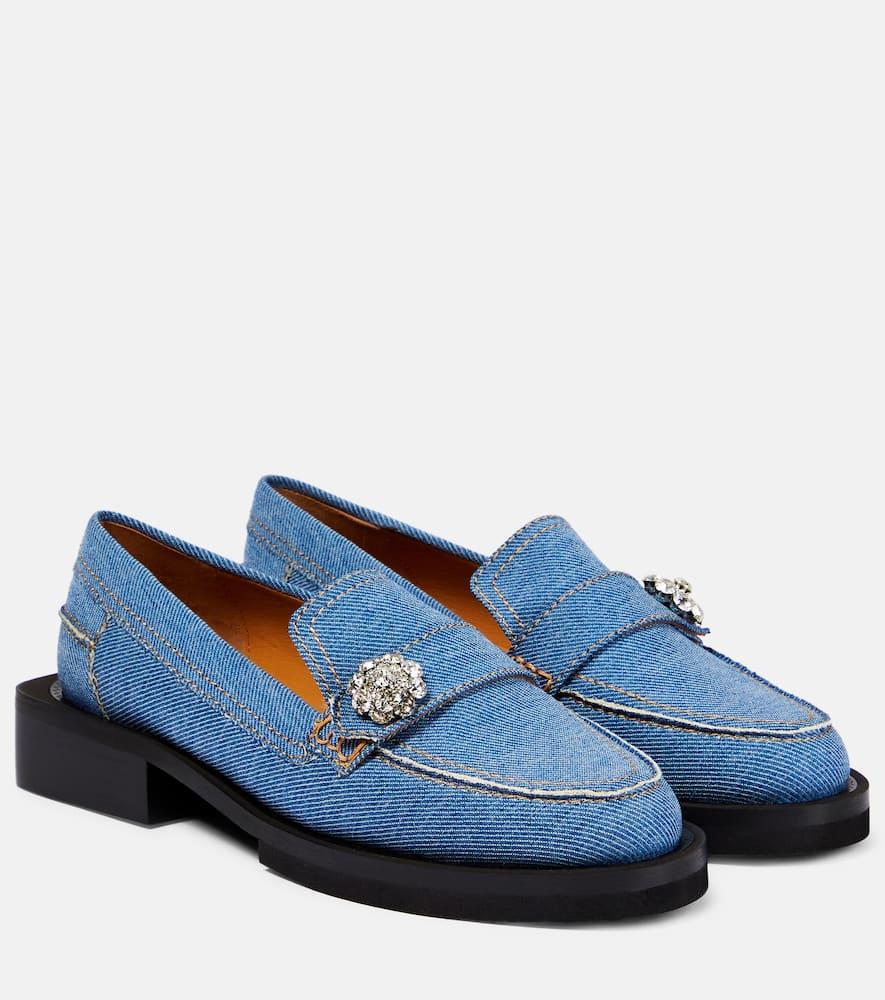 ganni-blue-Embellished-Denim-
