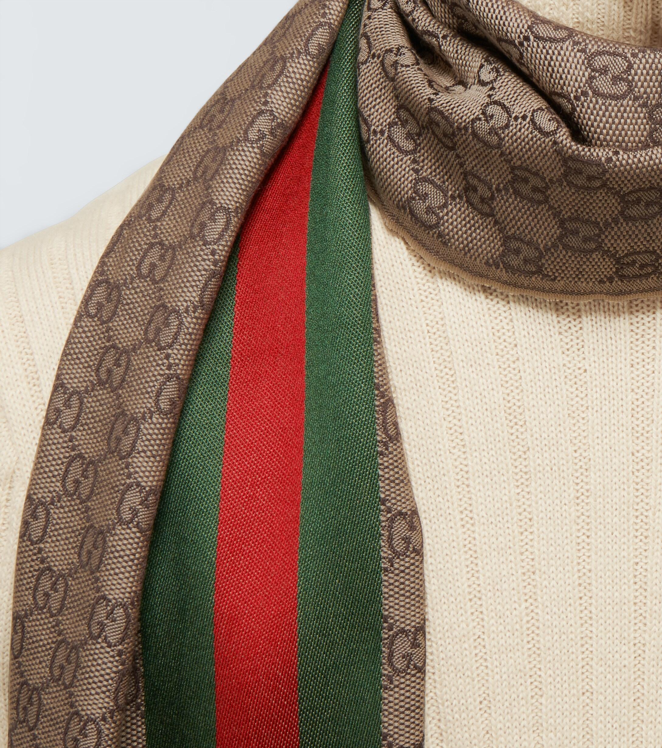 Gucci - Authenticated Scarf - Silk Brown Plain for Men, Never Worn, with Tag