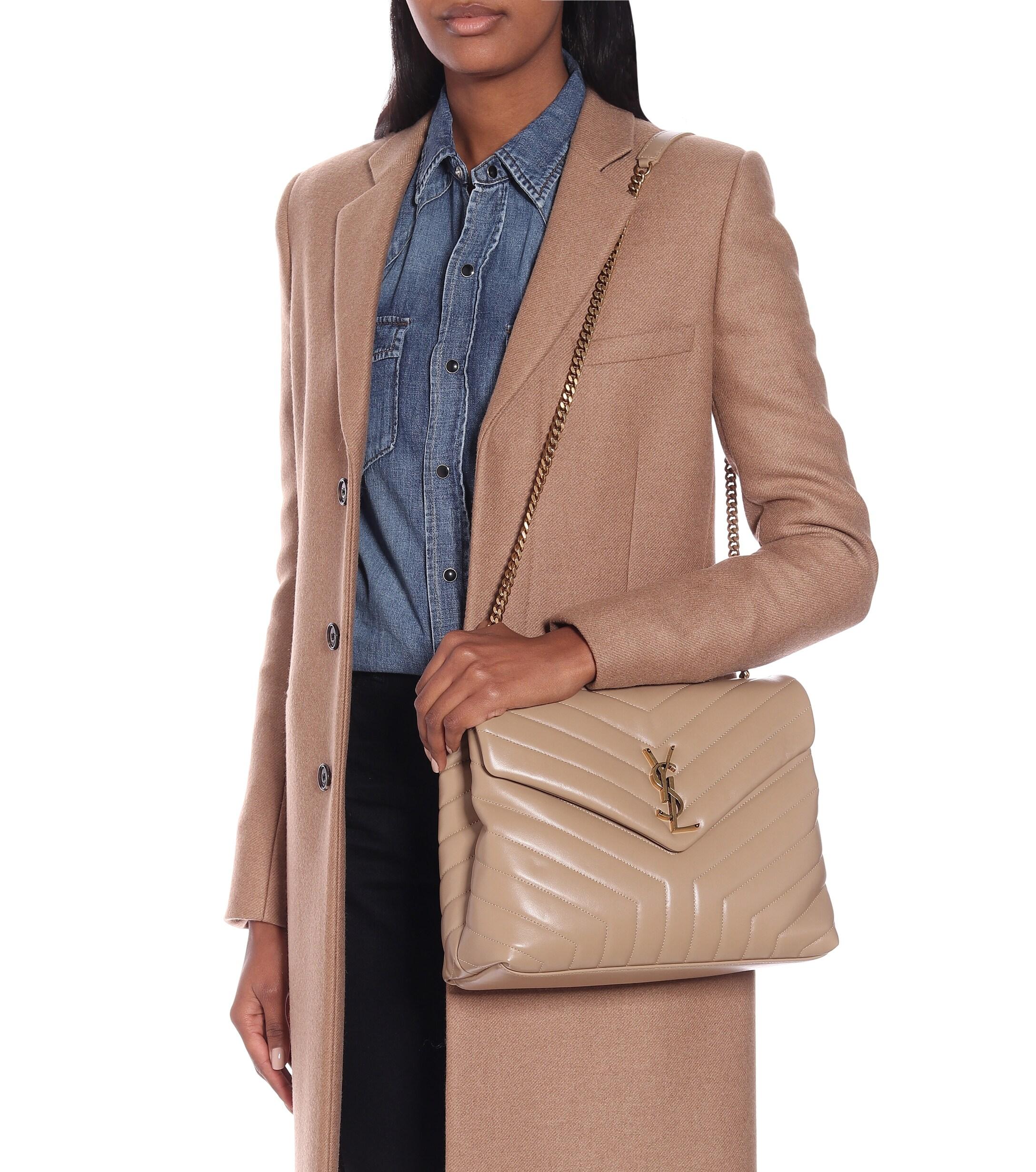 Saint Laurent Loulou Medium Leather Shoulder Bag In Beige Natural Lyst