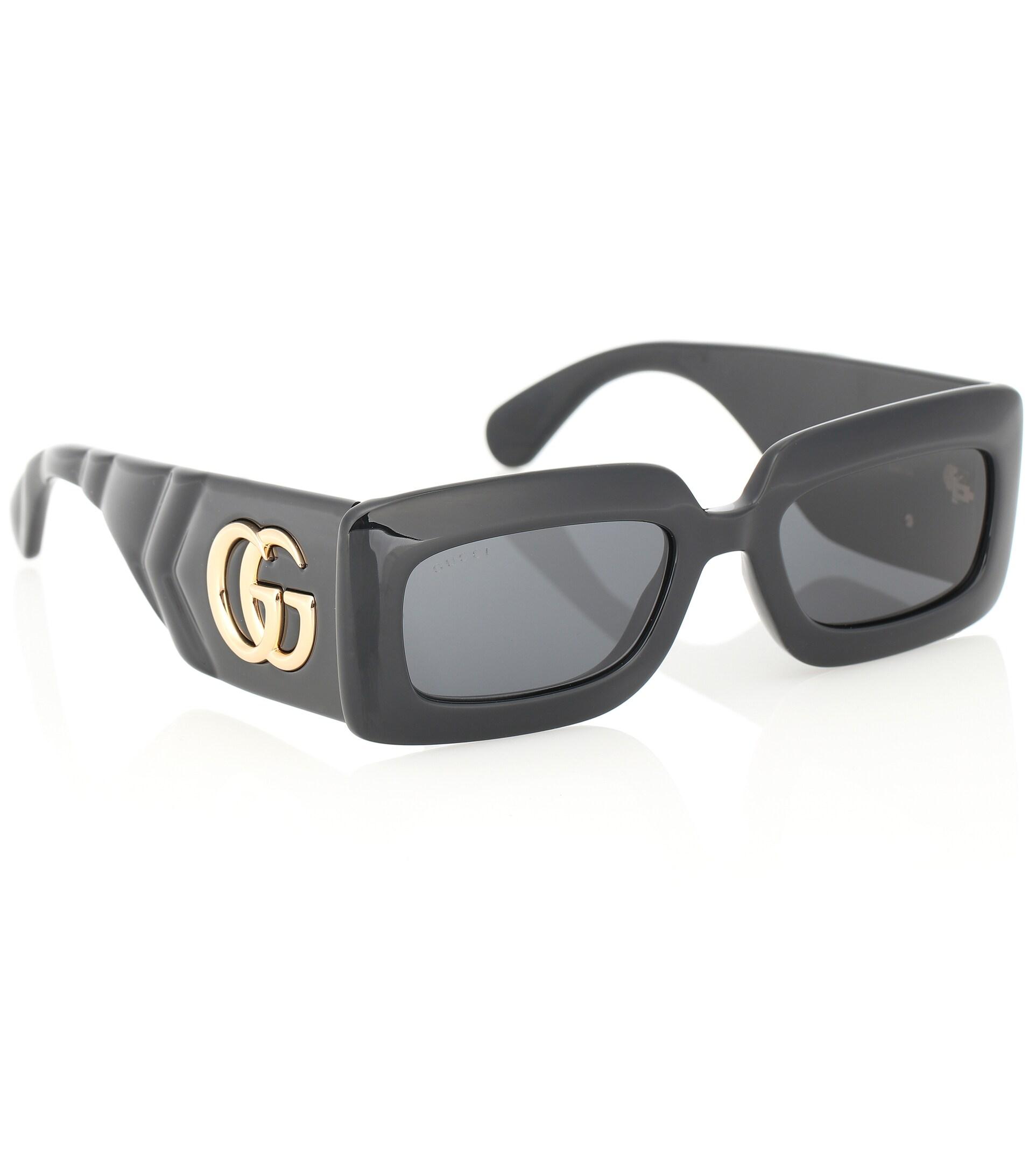 Gucci Double G Rectangular Sunglasses in Gray | Lyst