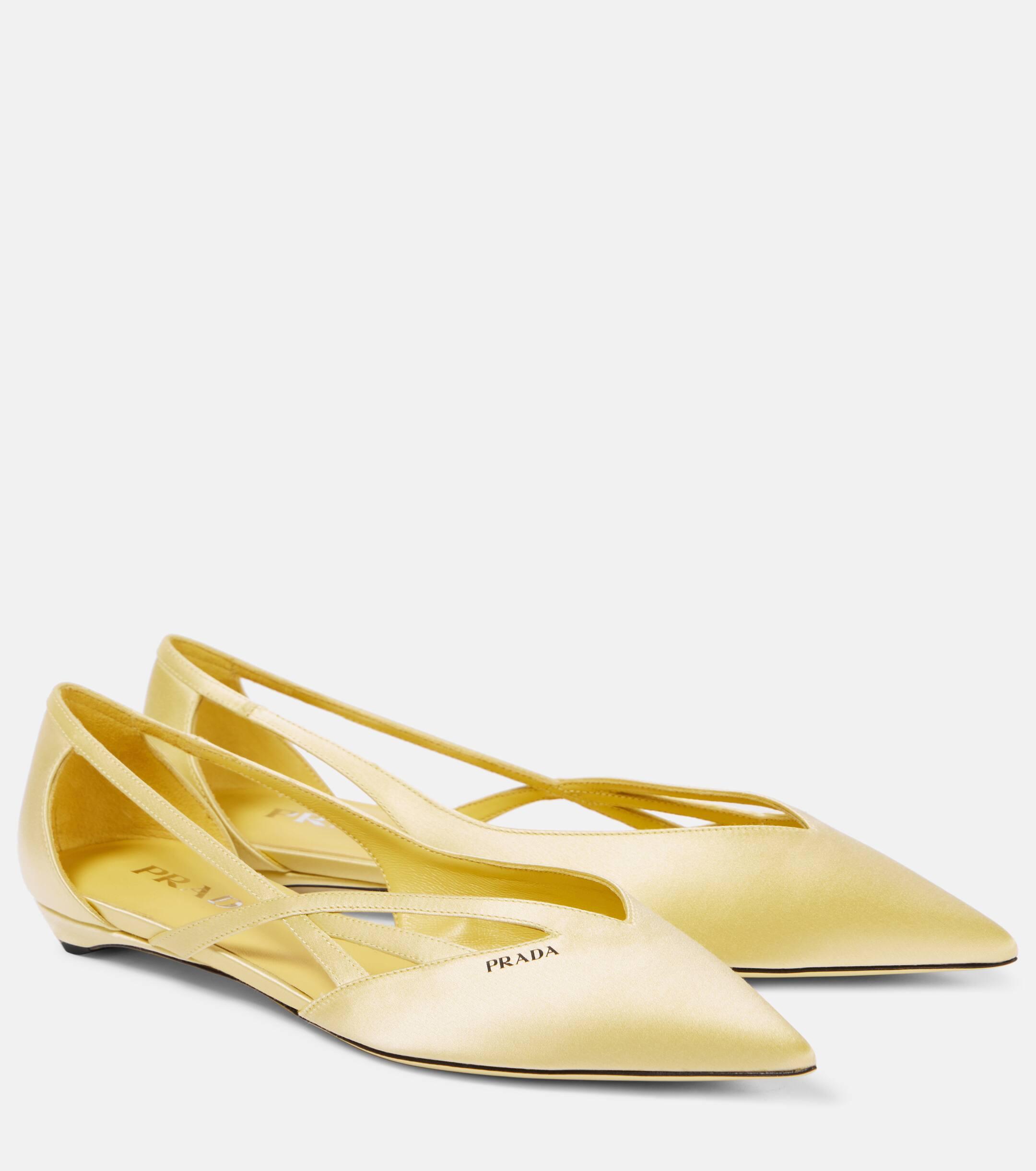 Prada gold flats hotsell