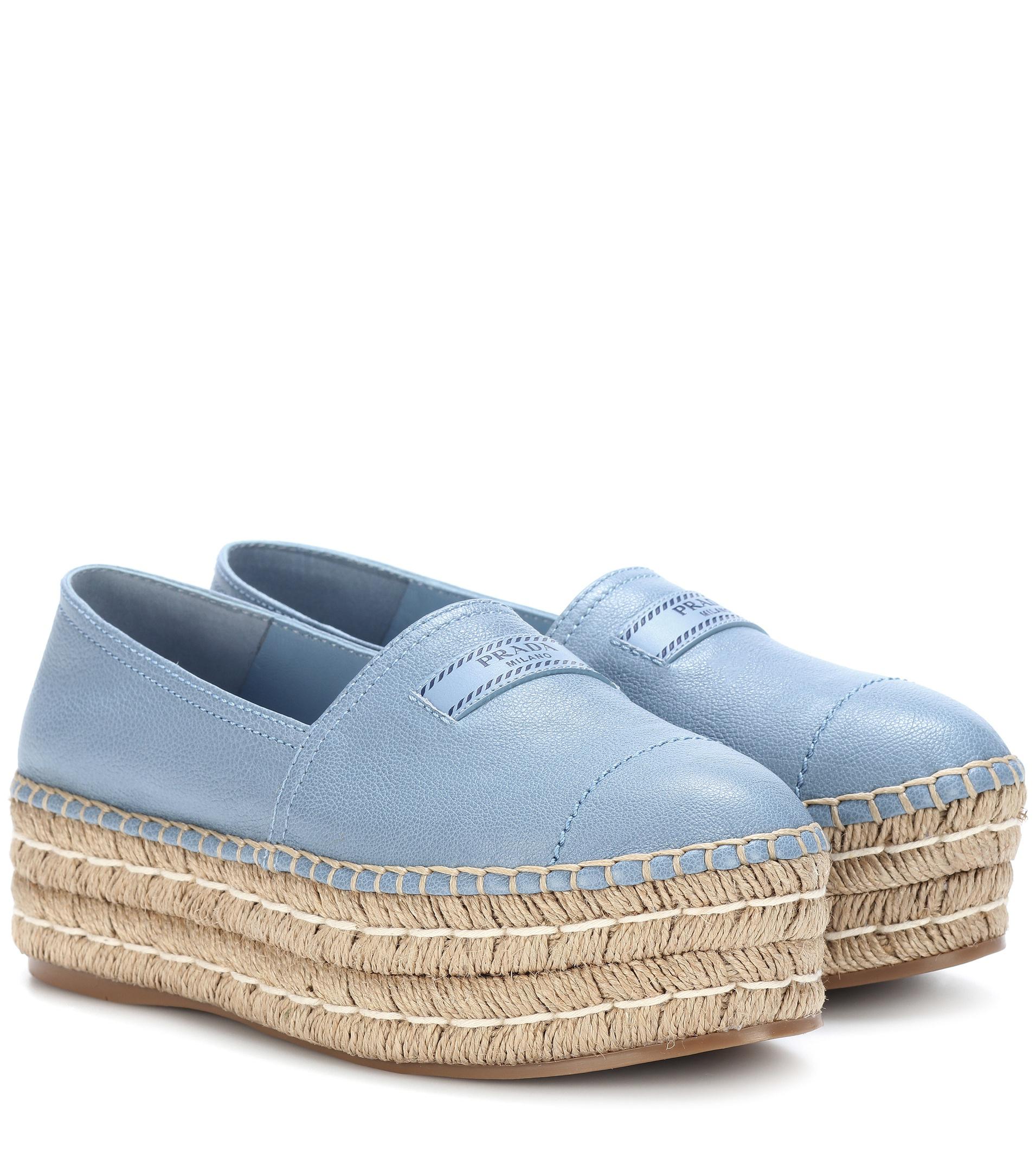 prada leather platform espadrilles