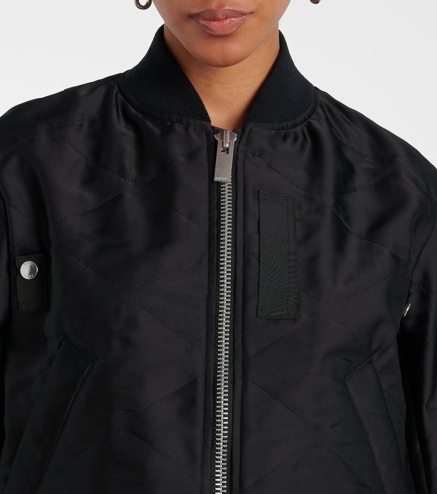 Sacai Quilted Satin Blouson in Black | Lyst