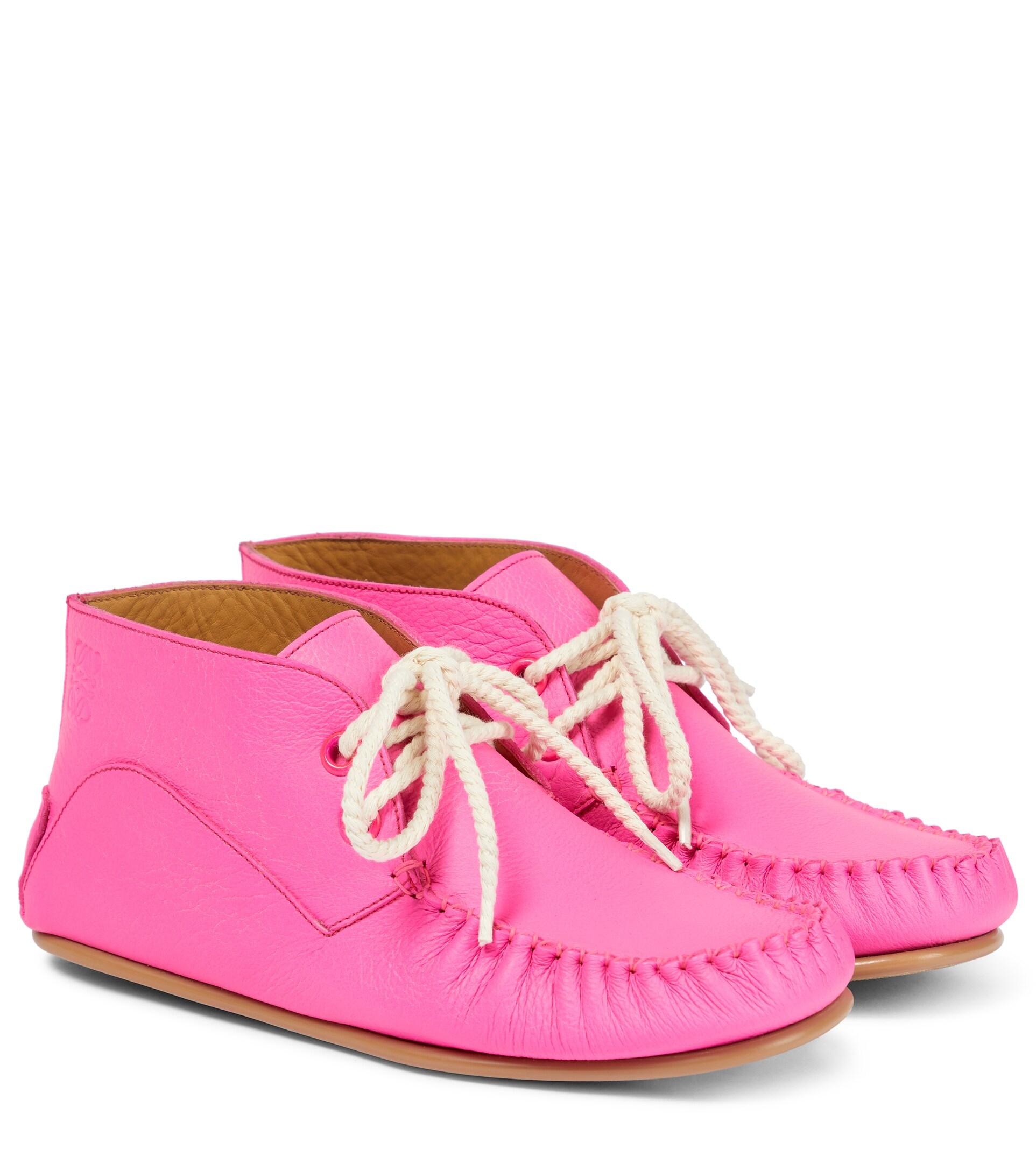Loewe Leather Moccasins in Pink | Lyst
