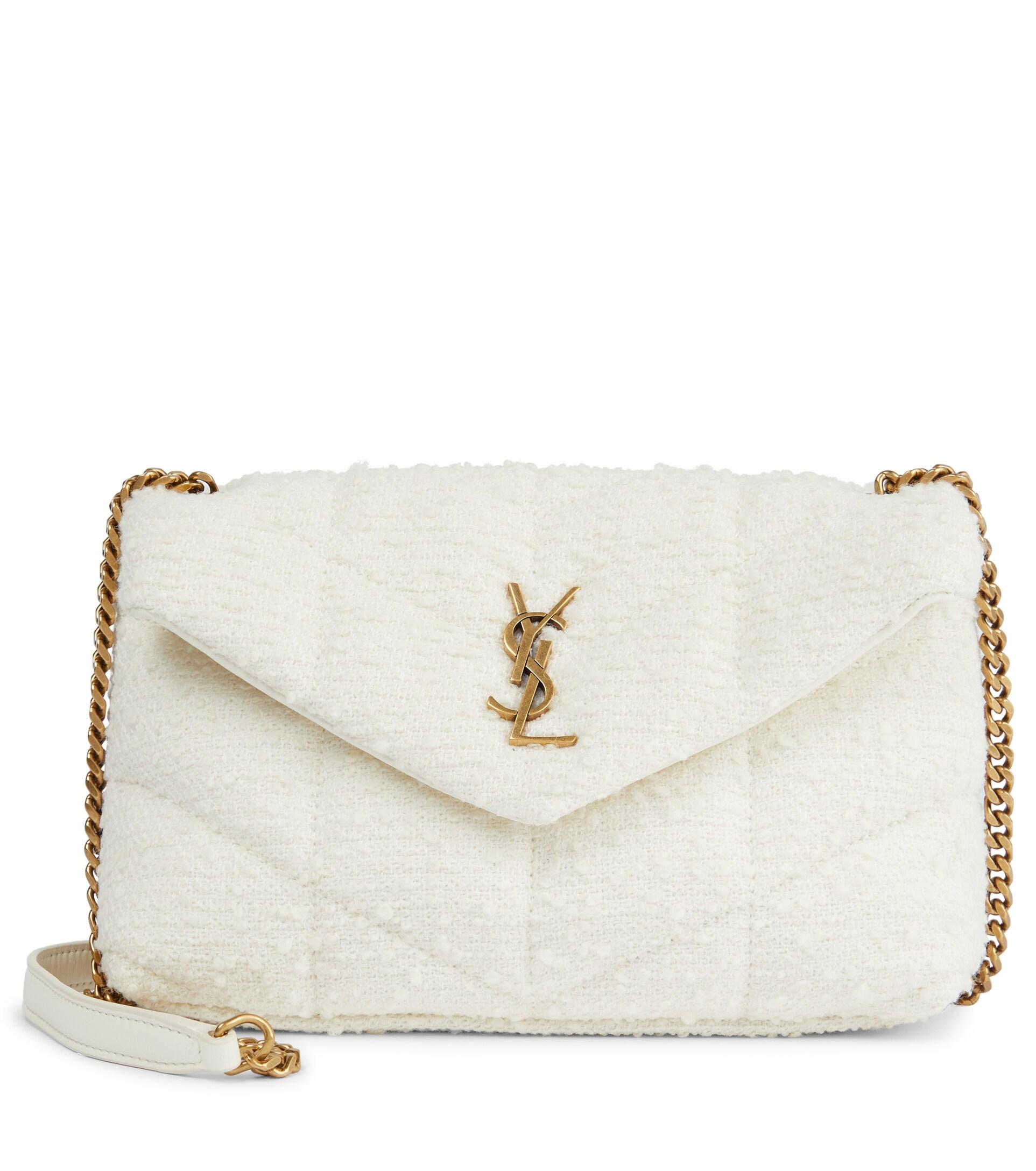 Saint Laurent Loulou Toy Puffer Boucle Tweed Shoulder Bag in Natural | Lyst