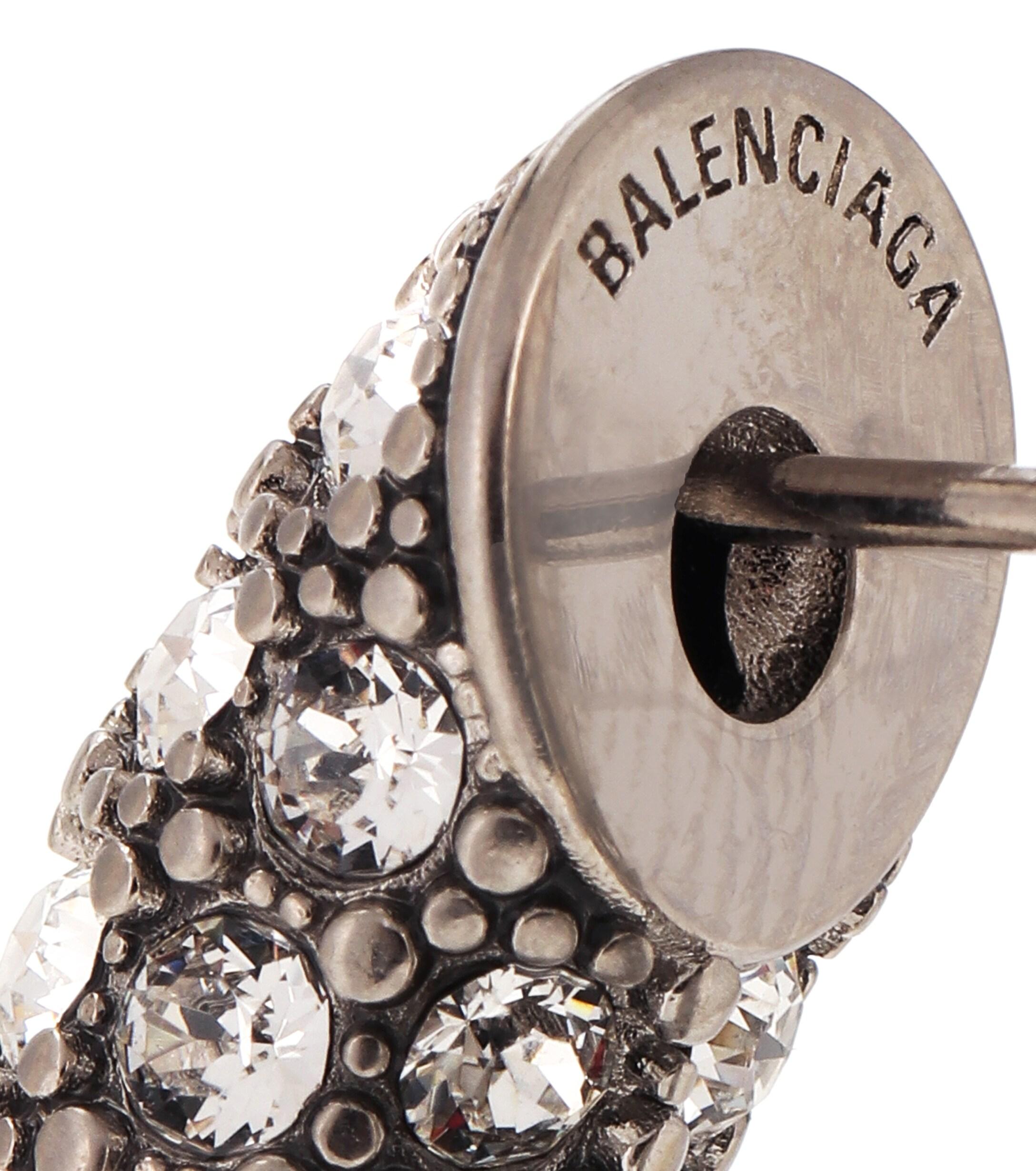 Balenciaga Loop Embellished Hoop Earrings in Silver (Metallic) Lyst