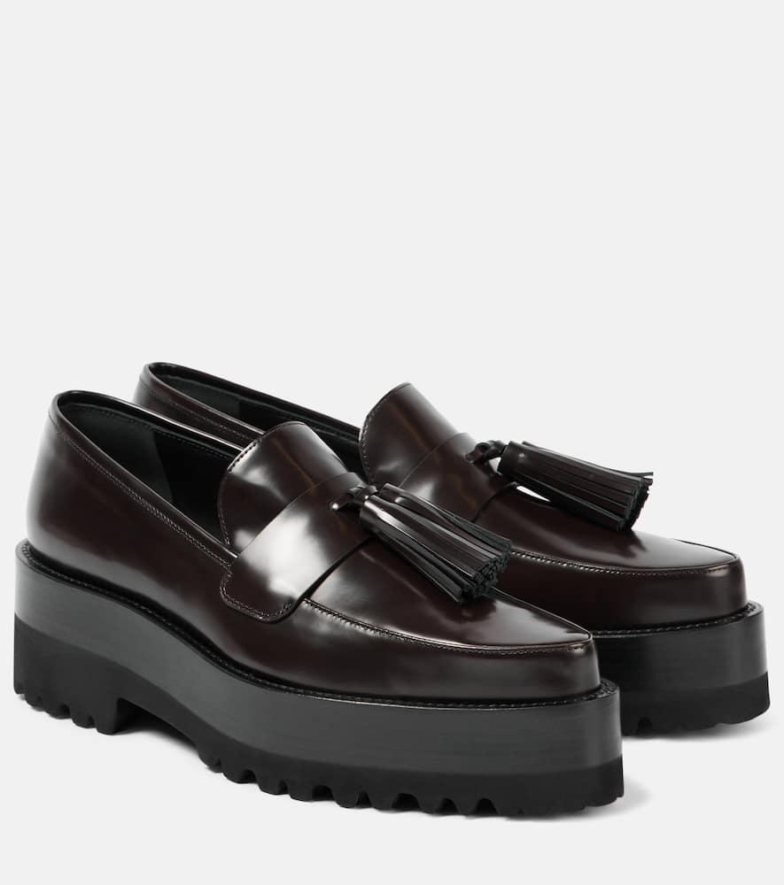 【VICTORIA BECKHAM】 Embellished leather platform loafers Victoria Beckham Embellished Leather Platform Loafers in